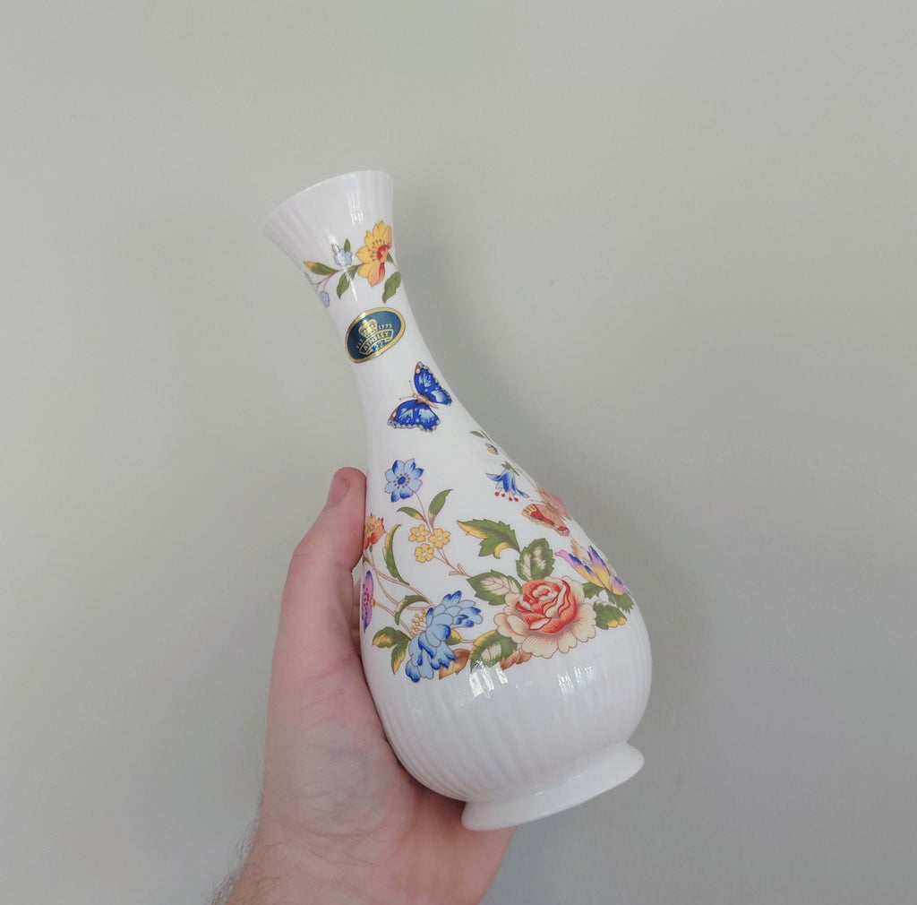 Aynsley Globe Vase Cottage Garden Fine Bone China Porcelain Made in England Country Cottage Pattern Collectable Vintage