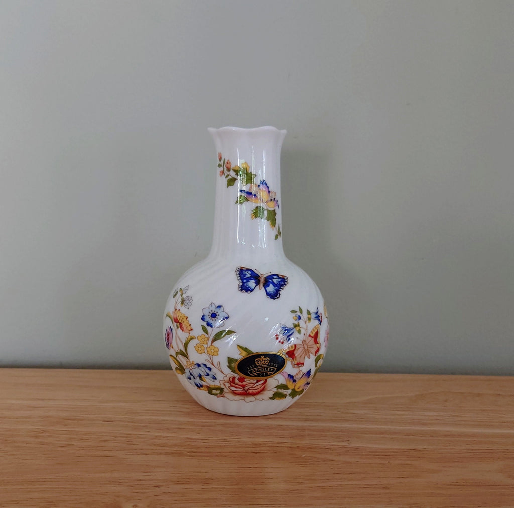 Cottage Garden Aynsley Bud Vase Frill 12cm  Small Porcelain Made in England Cottage Garden Pattern Collectable Vintage