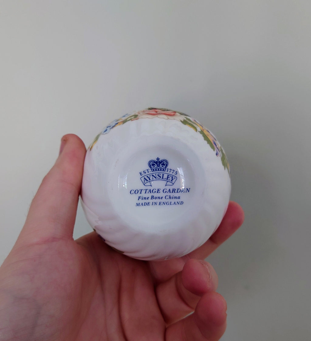 Cottage Garden Aynsley Bud Vase Frill 12cm  Small Porcelain Made in England Cottage Garden Pattern Collectable Vintage