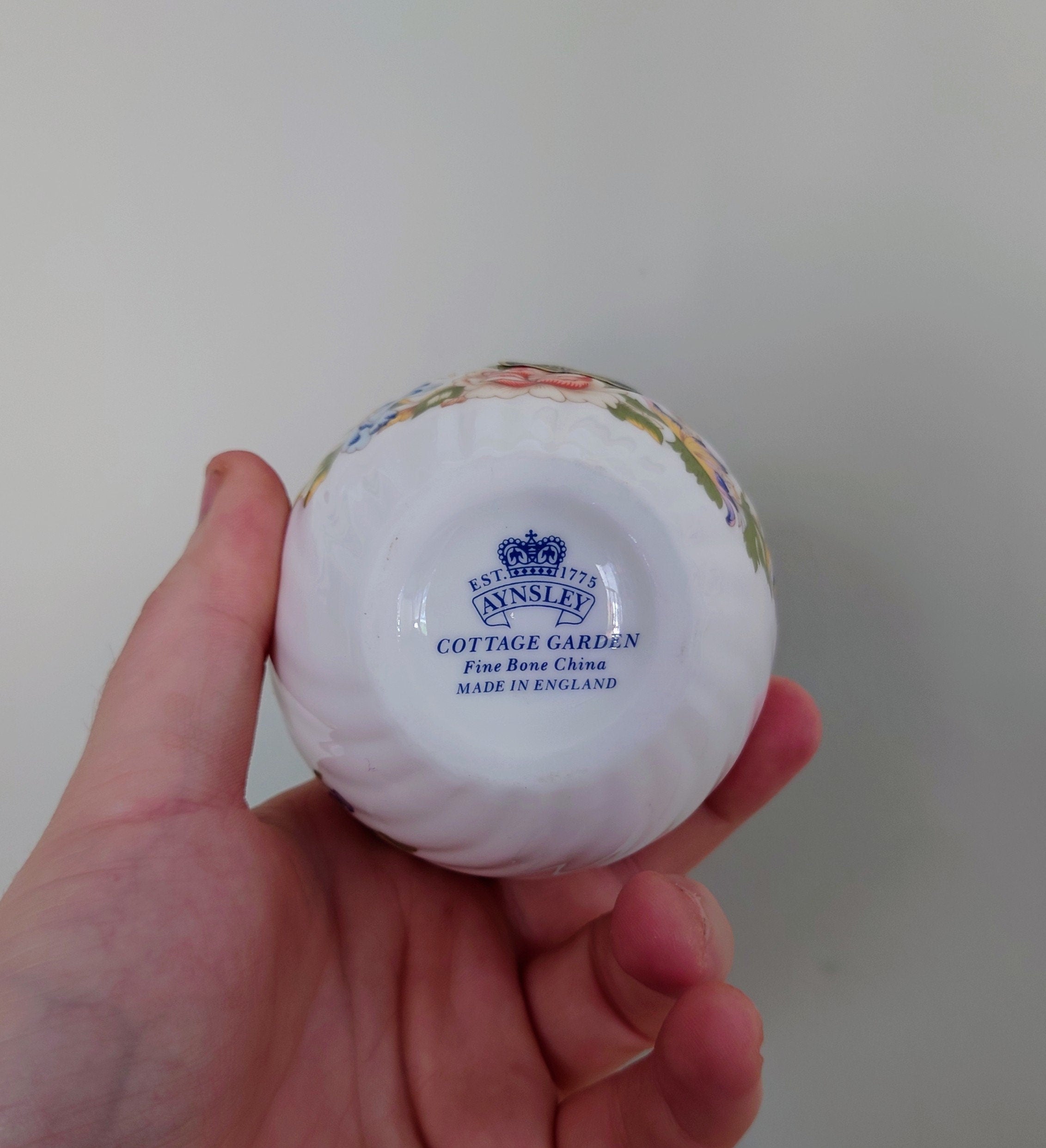 Cottage Garden Aynsley Bud Vase Frill 12cm  Small Porcelain Made in England Cottage Garden Pattern Collectable Vintage