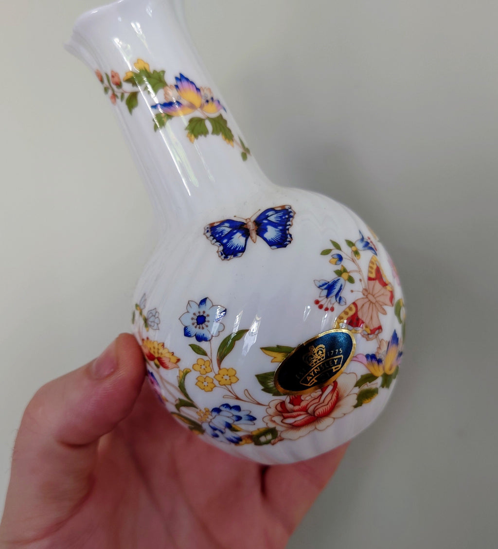 Cottage Garden Aynsley Bud Vase Frill 12cm  Small Porcelain Made in England Cottage Garden Pattern Collectable Vintage
