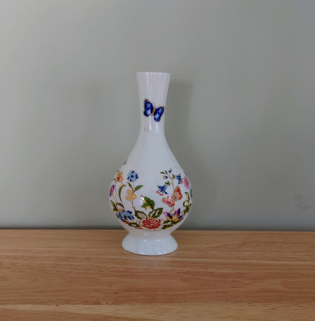 Aynsley Bud Vase Cottage Garden Fine Bone China Porcelain Made in England Country Cottage Pattern Collectable Vintage