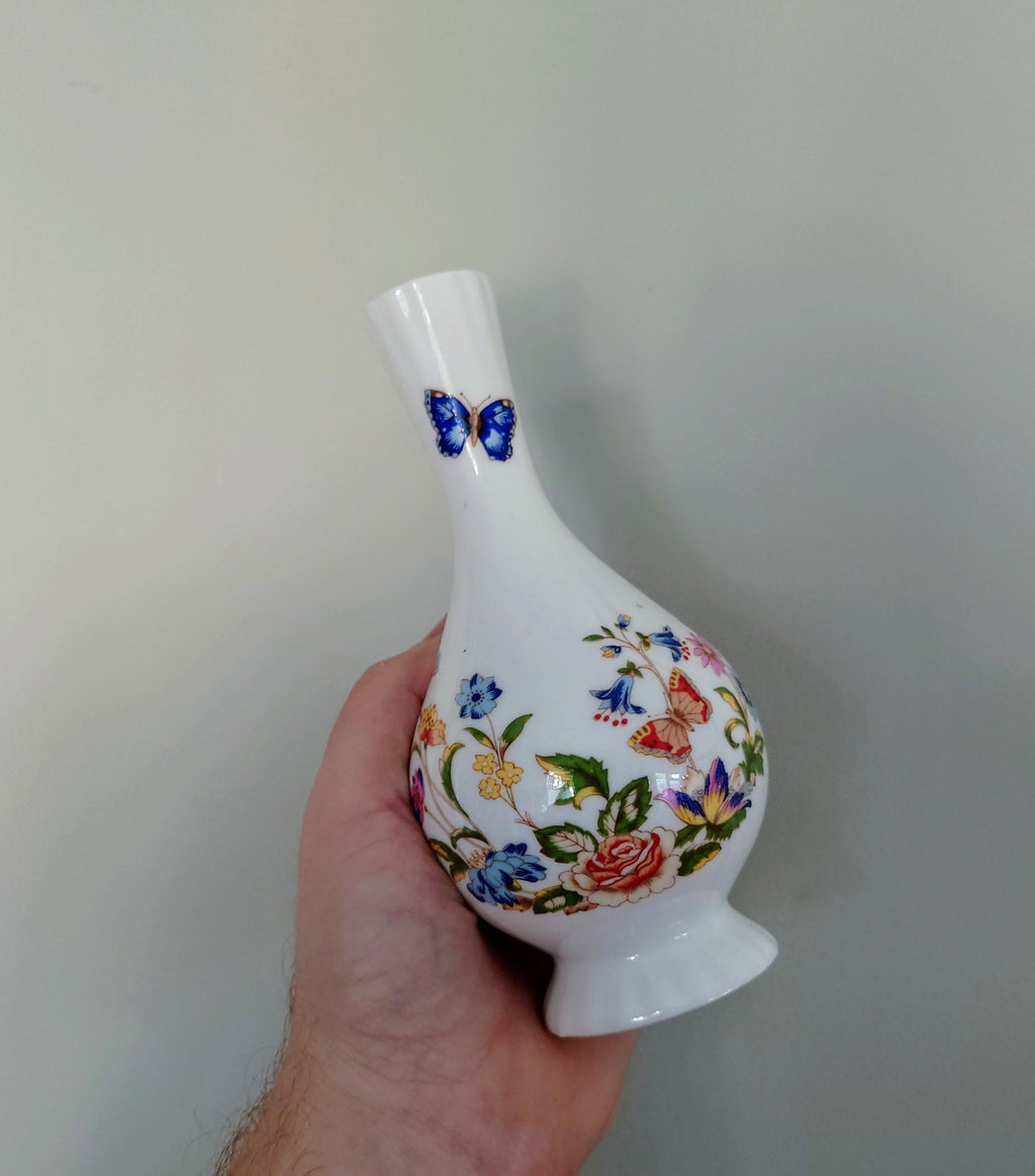 Aynsley Bud Vase Cottage Garden Fine Bone China Porcelain Made in England Country Cottage Pattern Collectable Vintage