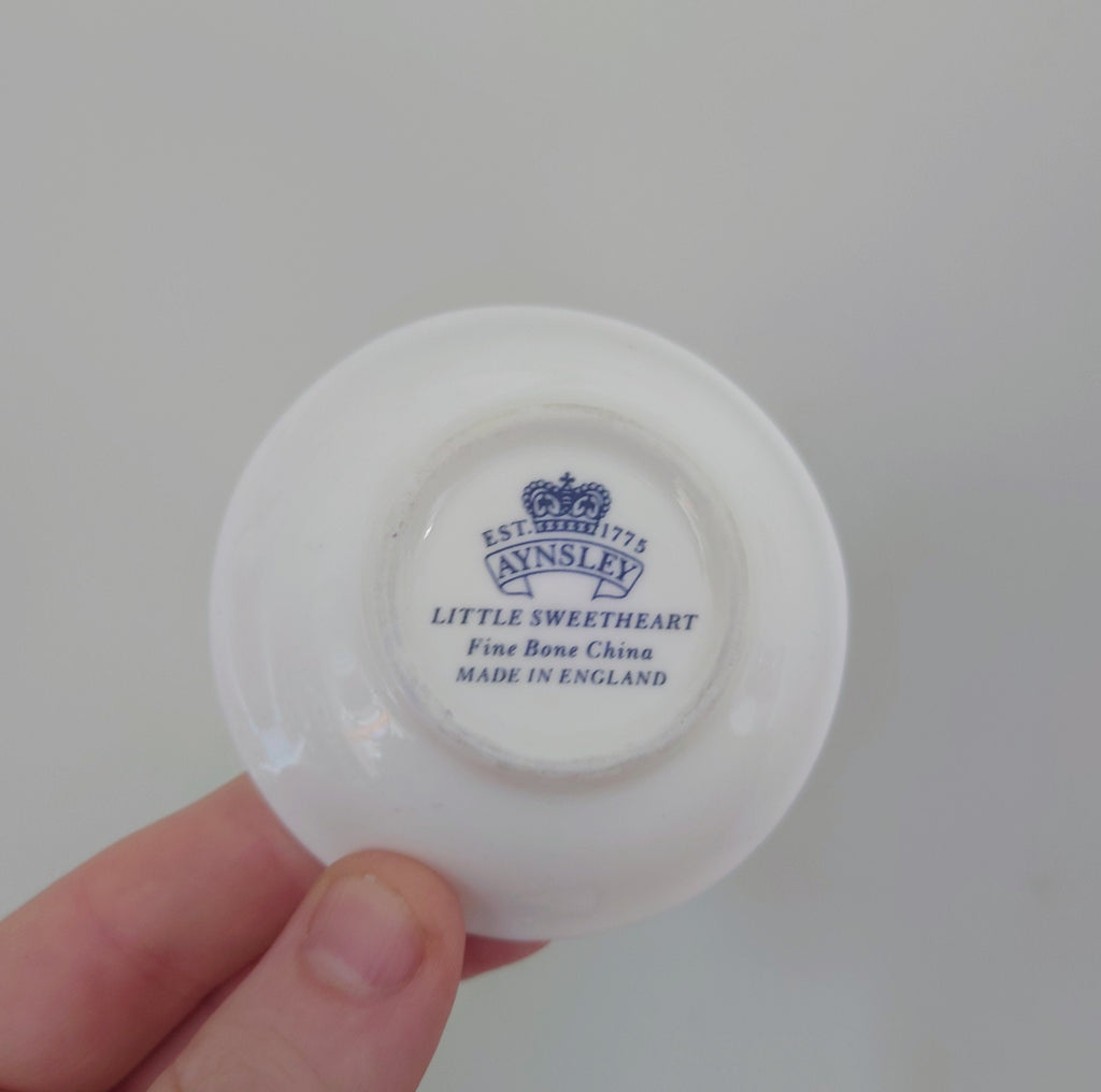 Aynsley - Little Sweetheart - Coaster Miniature Fine Bone China Porcelain Made in England Little Sweetheart  Pattern Collectable Vintage