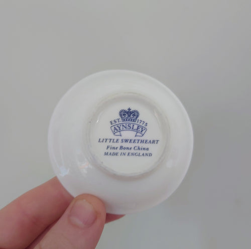 Aynsley - Little Sweetheart - Coaster Miniature Fine Bone China Porcelain Made in England Little Sweetheart  Pattern Collectable Vintage