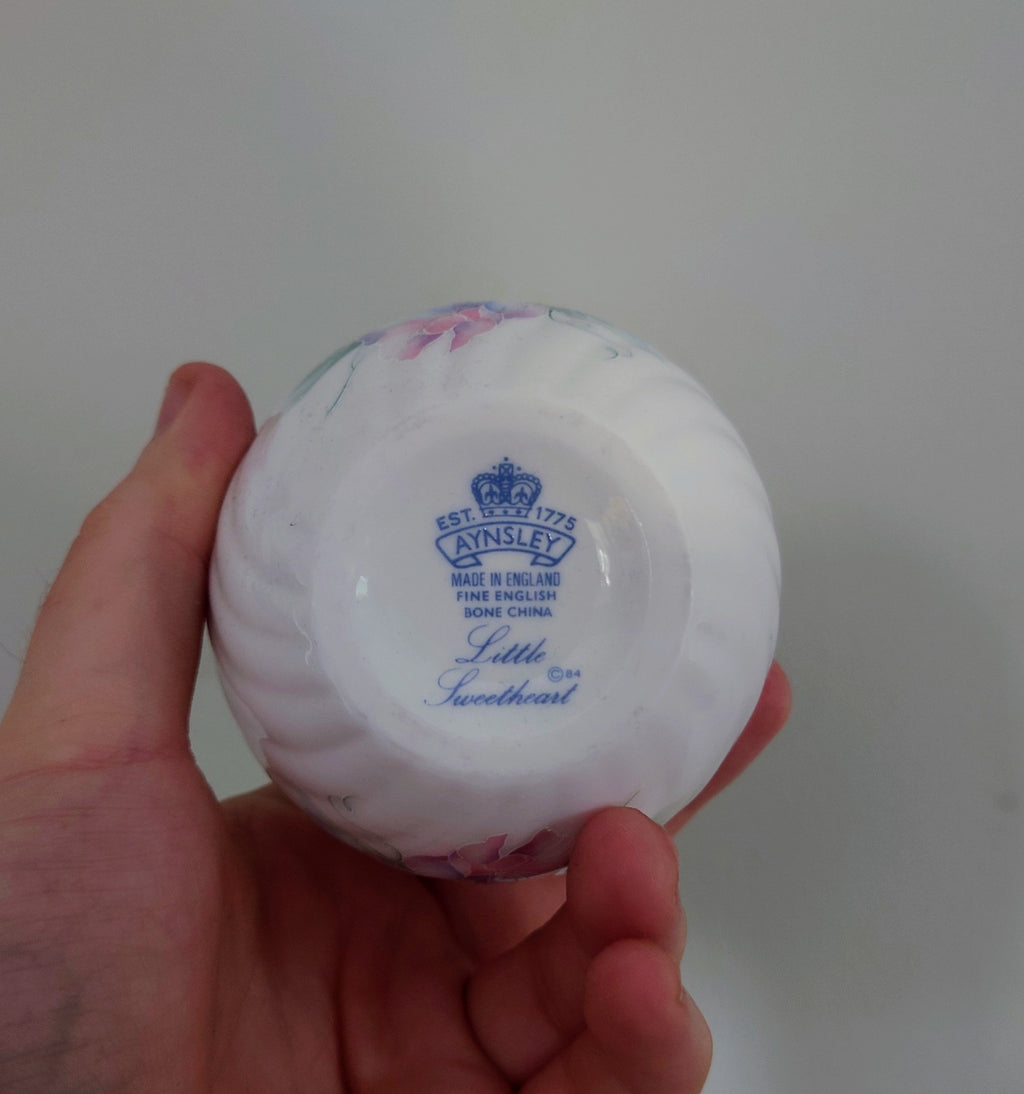 Little Sweetheart Aynsley Bud Vase Frill 12cm  Small Porcelain Made in England Little Sweetheart Pattern Collectable Vintage