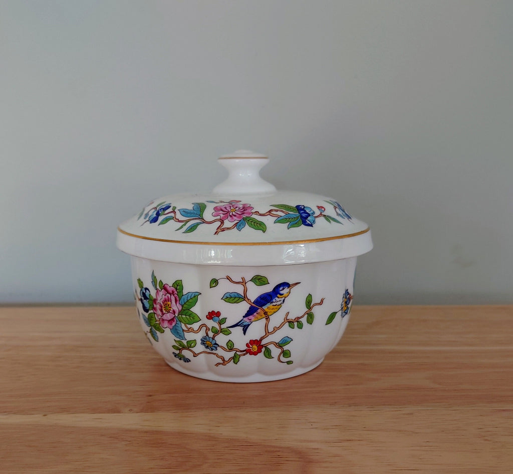 Aynsley Small Candy Jar with Lid Pembroke(Gold Trim) Pembroke Fine Bone China Porcelain Made in England Pembroke Pattern Collectable Vintage