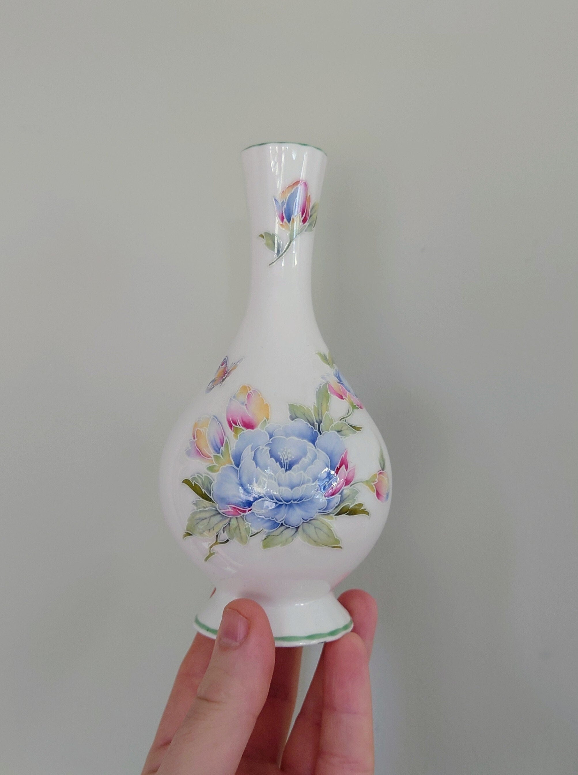 Vintage Aynsley Bud Vase Celeste Pattern Porcelain Made in England Collectable Vintage
