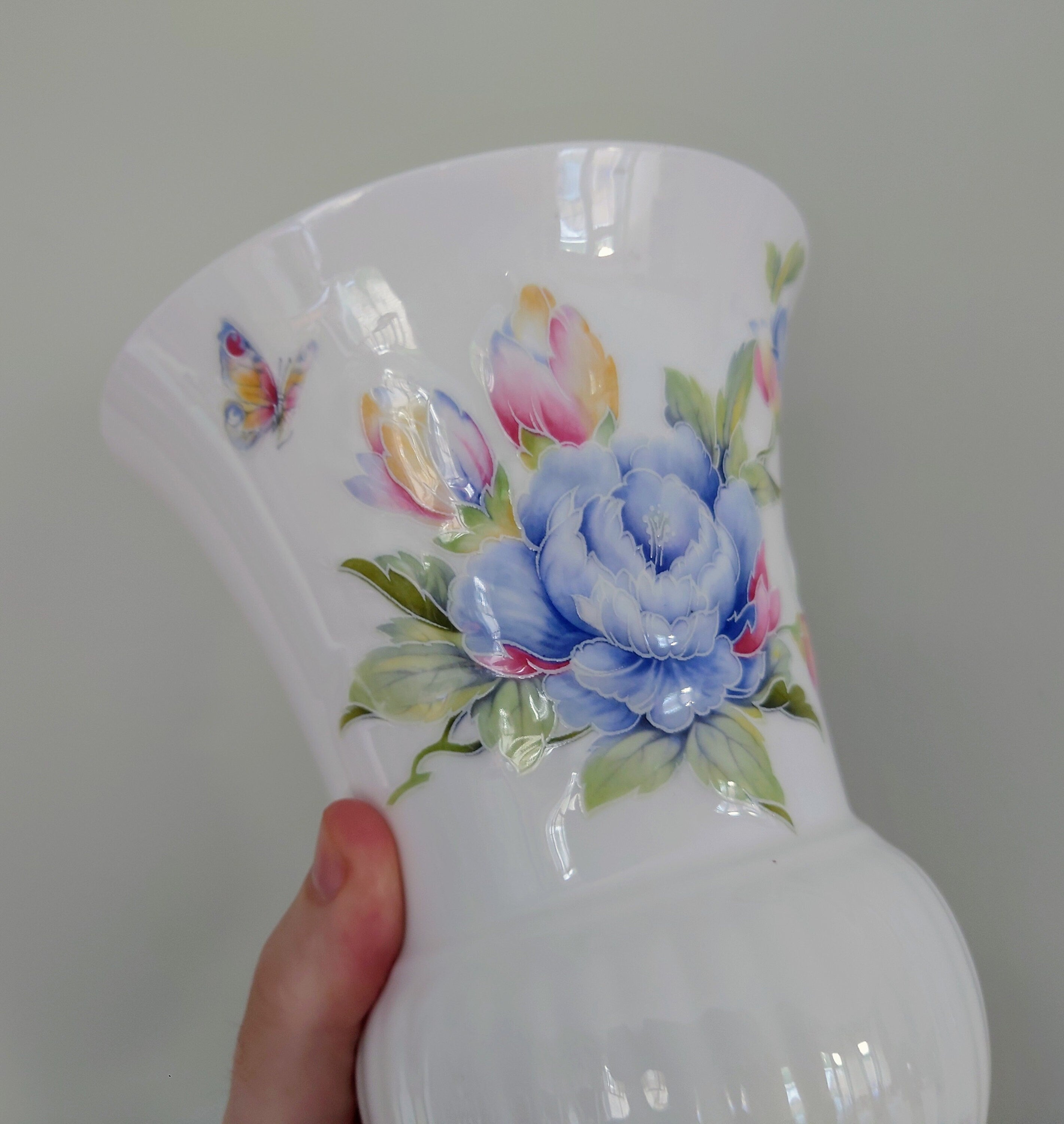 Vintage Aynsley Large 7'' Vase Celeste Pattern Porcelain Made in England Collectable Vintage