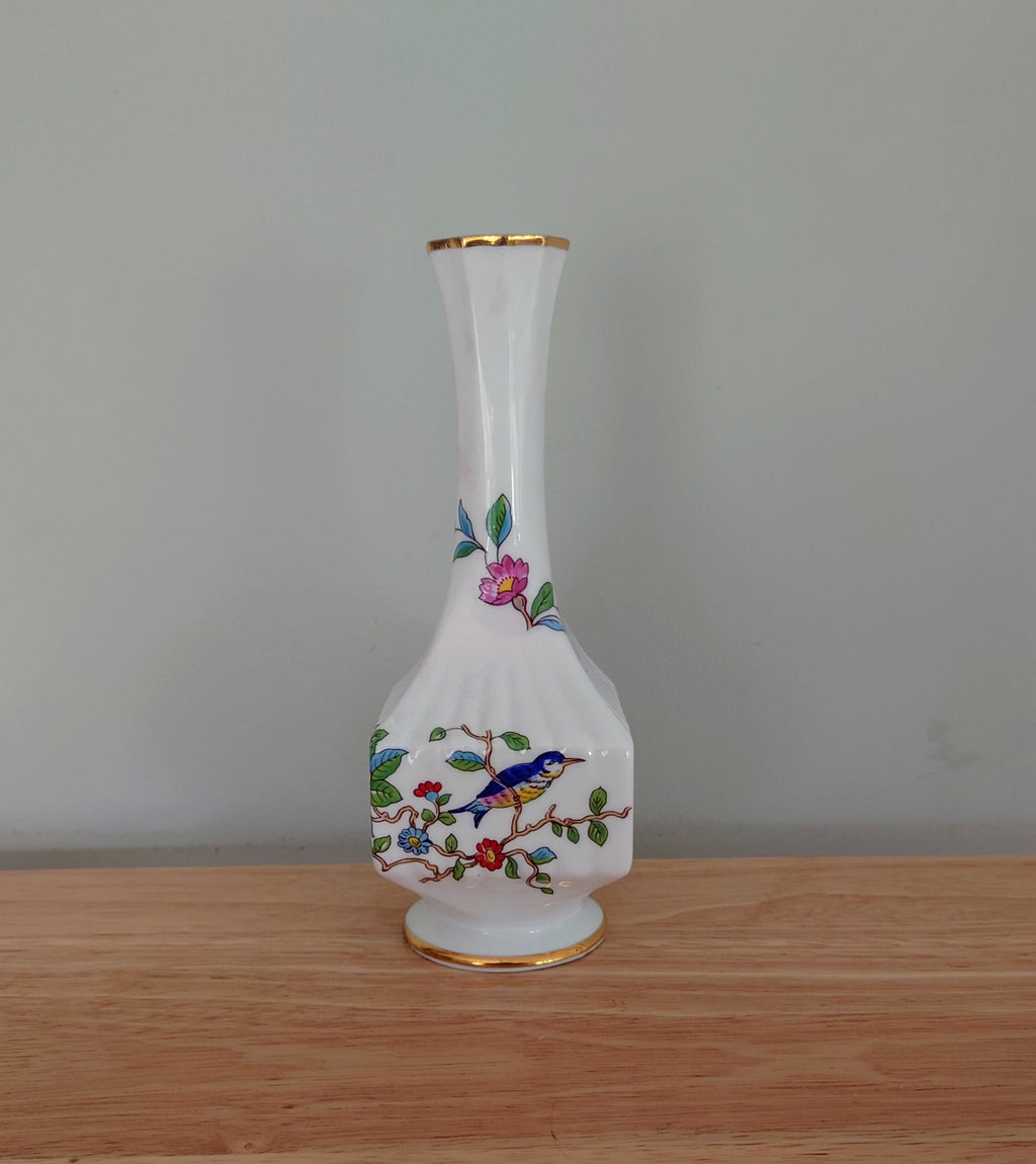 Aynsley 7" Bud Vase Pembroke (Gold Trim) Fine Bone China Porcelain Made in England Pembroke Pattern Collectable Vintage
