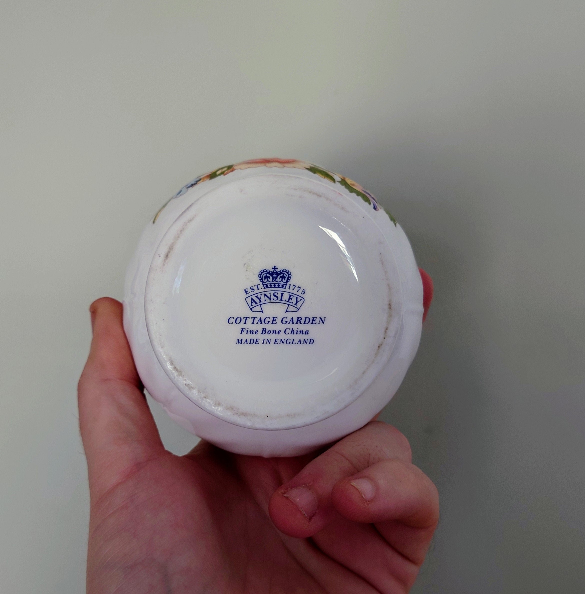 Aynsley Frill Bud Vase Cottage Garden Fine Bone China Porcelain Made in England Country Cottage Pattern Collectable Vintage