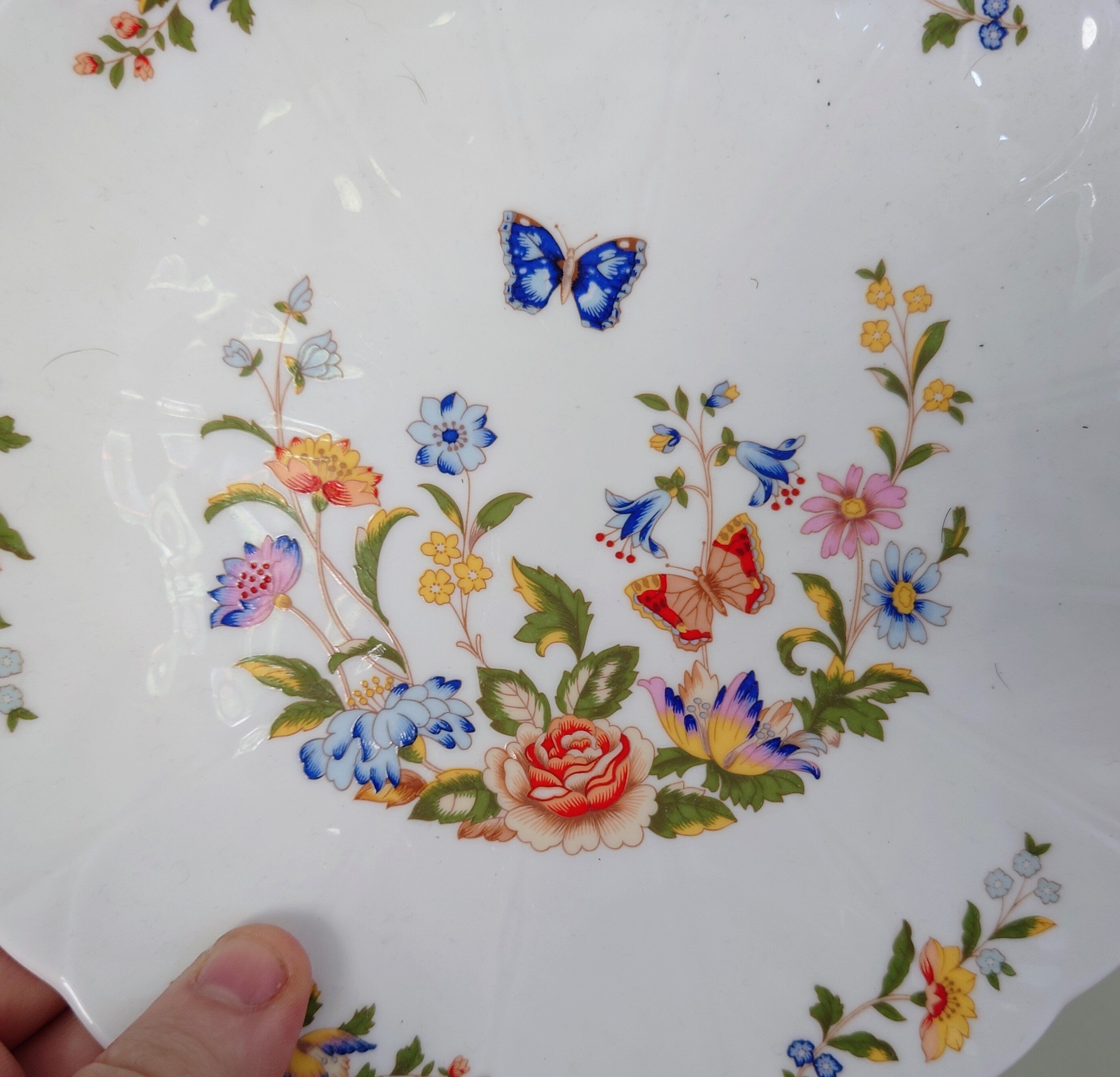 Flat Cake Plate/Cheese Plate Cottage Garden Fine Bone China Porcelain Made in England Cottage Garden Pattern Collectable Vintage Plate