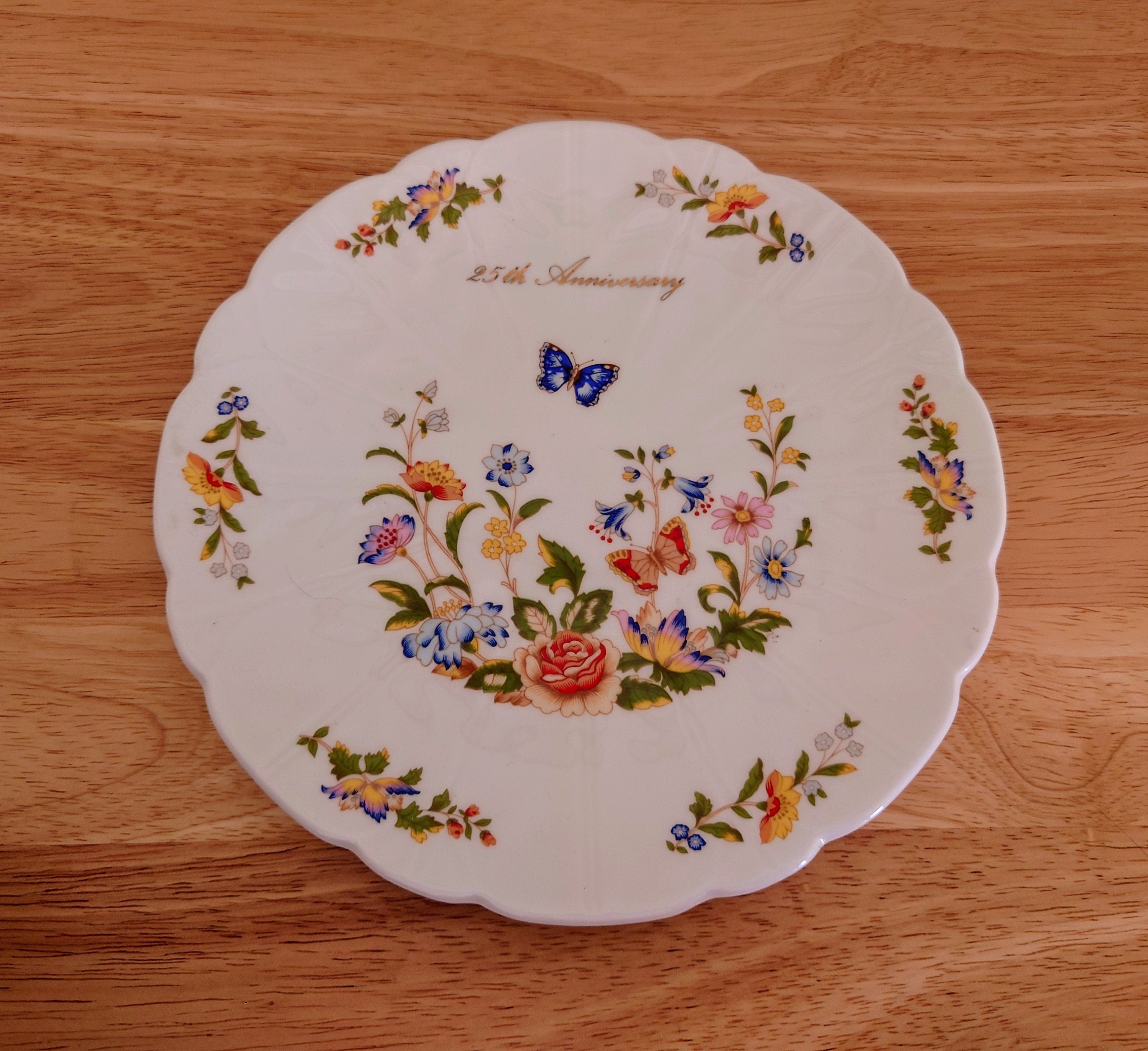 Flat Cake Plate/Cheese Plate Cottage Garden Fine Bone China Porcelain Made in England Cottage Garden Pattern Collectable Vintage Anniversary