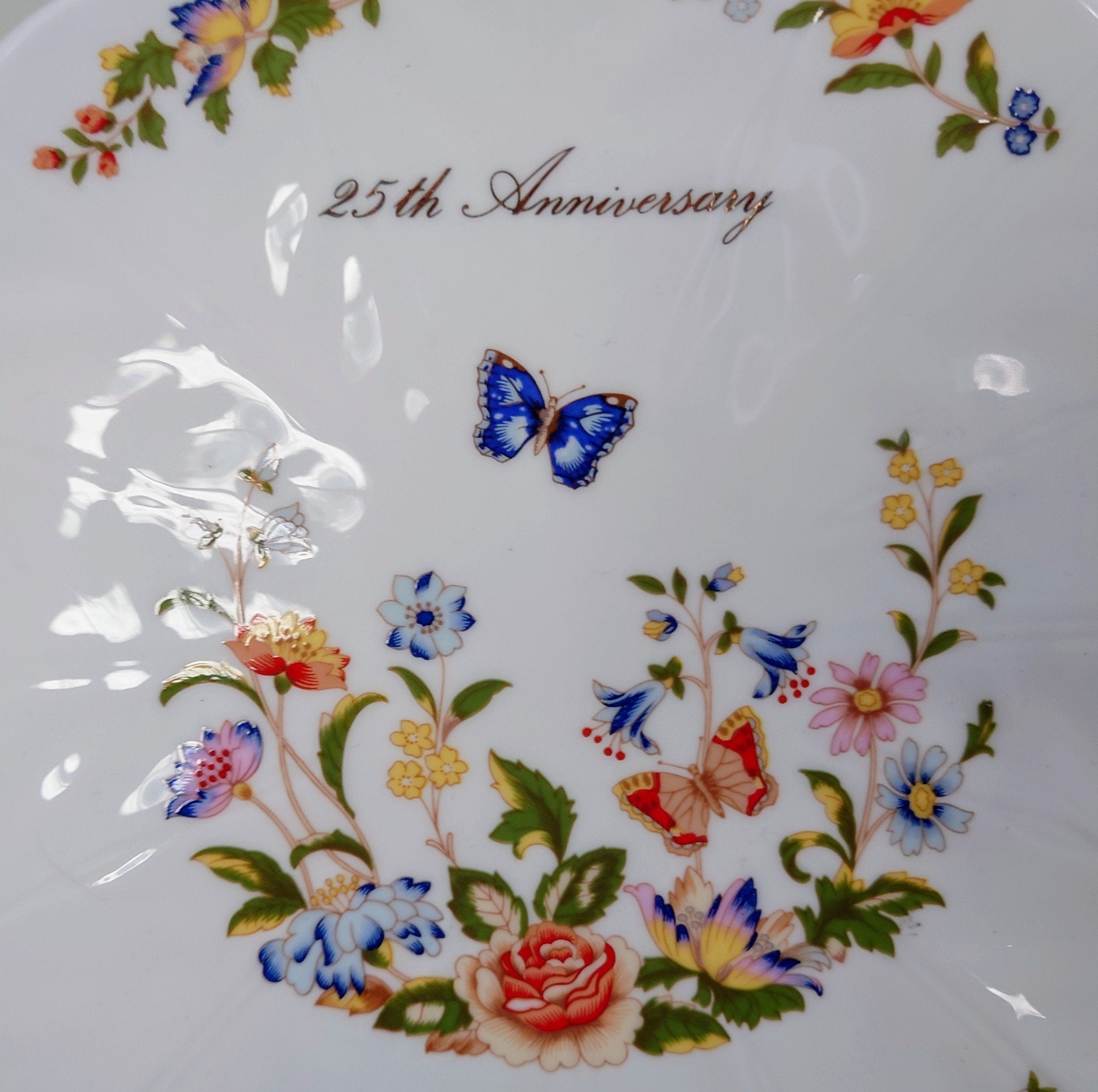 Flat Cake Plate/Cheese Plate Cottage Garden Fine Bone China Porcelain Made in England Cottage Garden Pattern Collectable Vintage Anniversary