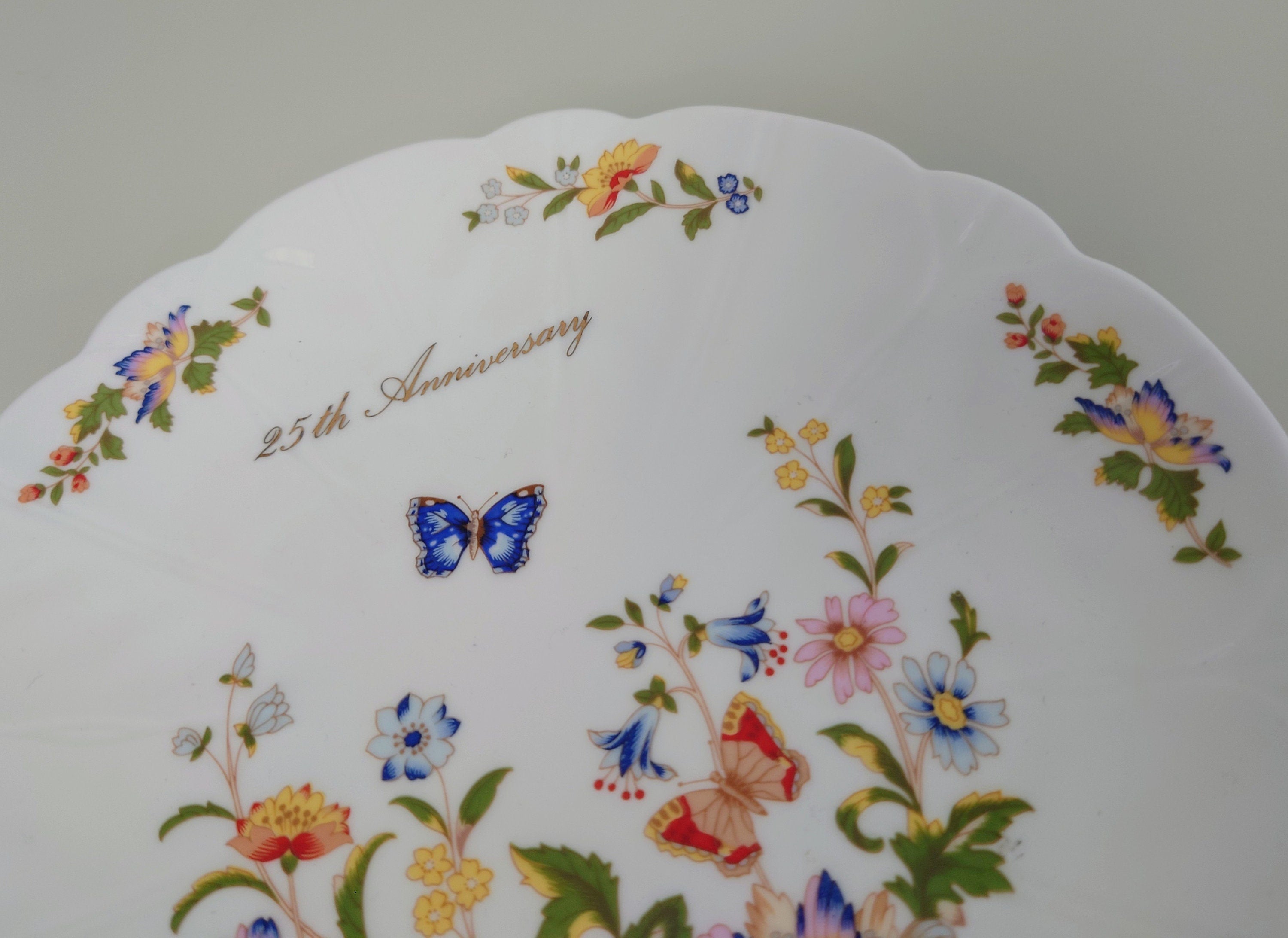 Flat Cake Plate/Cheese Plate Cottage Garden Fine Bone China Porcelain Made in England Cottage Garden Pattern Collectable Vintage Anniversary