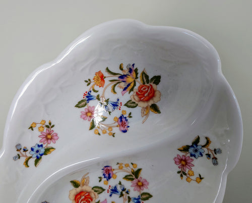 Aynsley  2-Part Relish Pickle Dish Cottage Garden Fine Bone China Porcelain Made in England Cottage Garden Pattern Collectable Gift Vintage