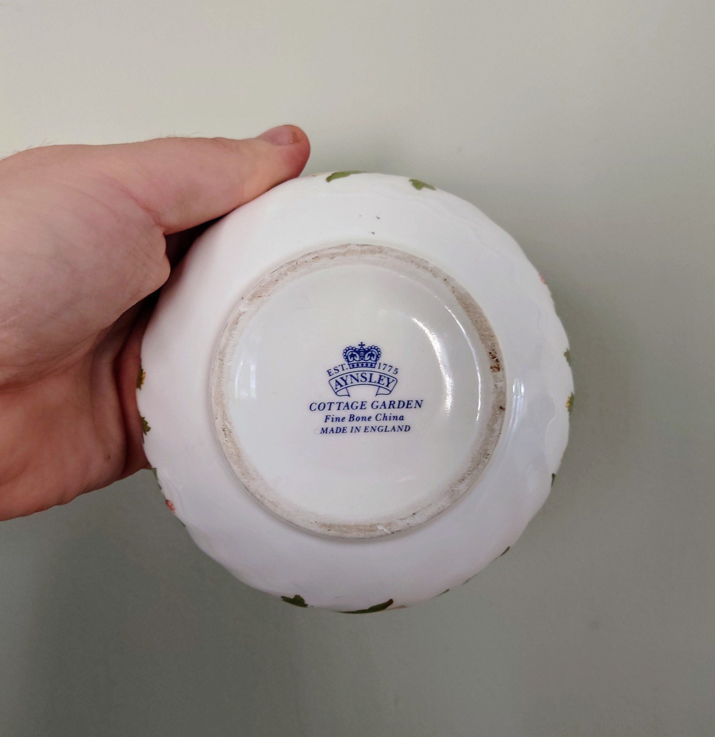 Round Trinket Box Cottage Garden Aynsley Jewellery Fine Bone China Porcelain Made in England Cottage Garden Pattern Collectable Vintage