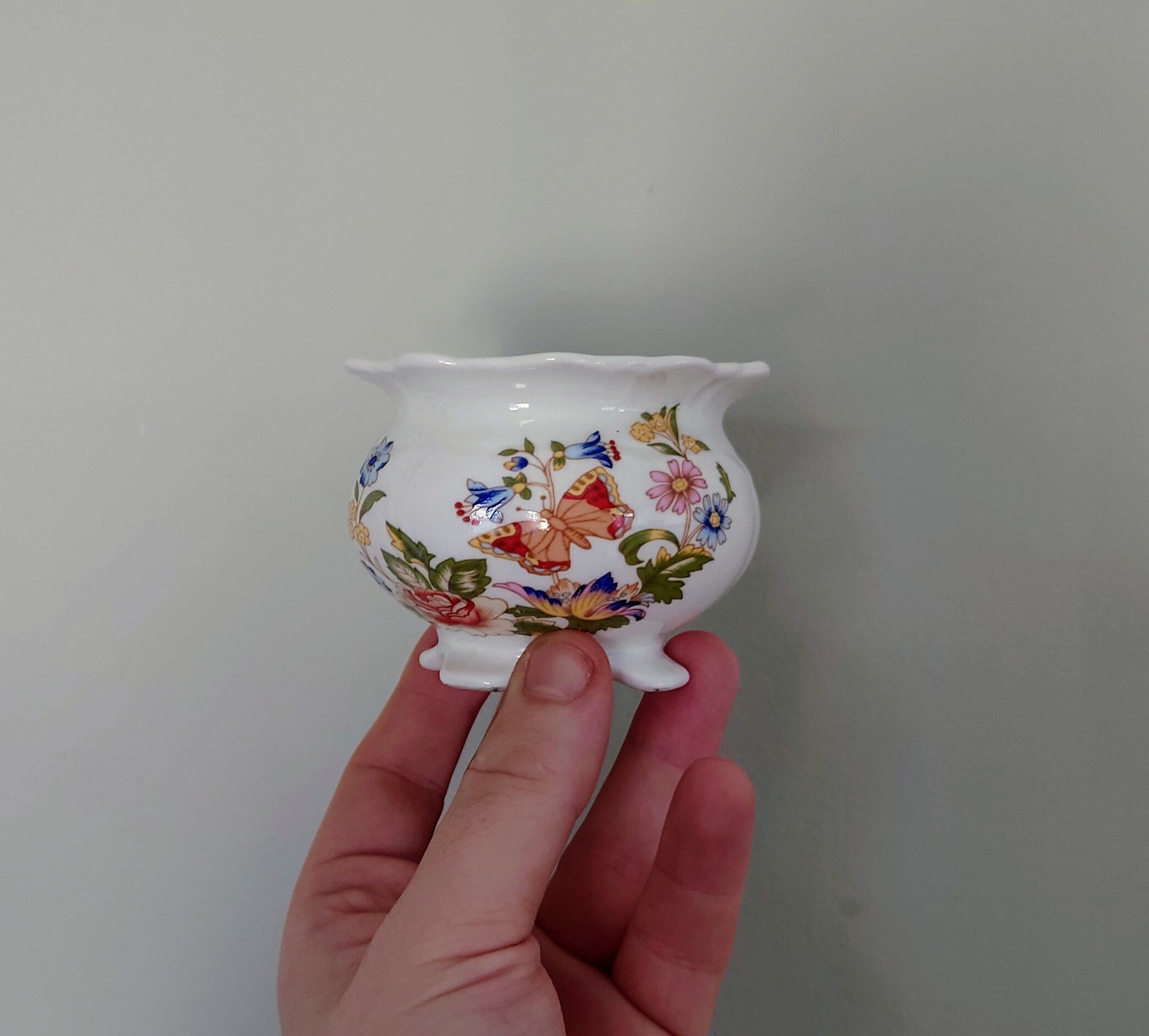 Aynsley Mini Open Sugar Bowl Cottage Garden Fine Bone China Porcelain Made in England Cottage Garden Pattern Collectable Vintage