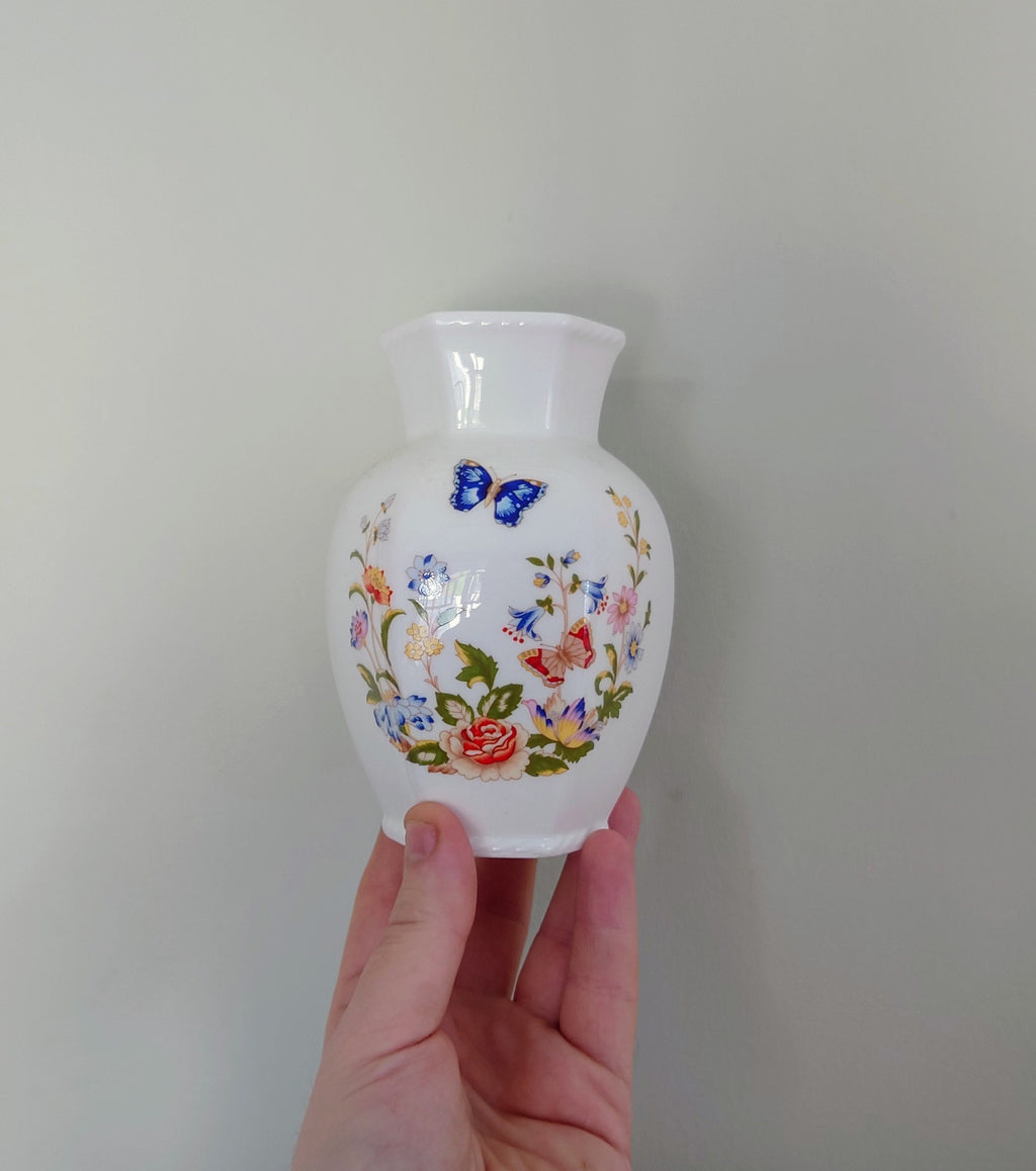 Cottage Garden Aynsley Vase Frill Small Globe Vase Porcelain Made in England Cottage Garden Pattern Collectable Vintage Aynsley Gift