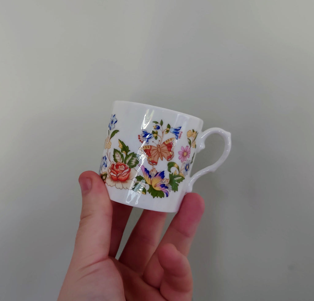 Aynsley Coffee Cup and Saucer Cottage Garden Porcelain  Fine Bone China Porcelain Made in England Cottage Garden Pattern Collectable Vintage