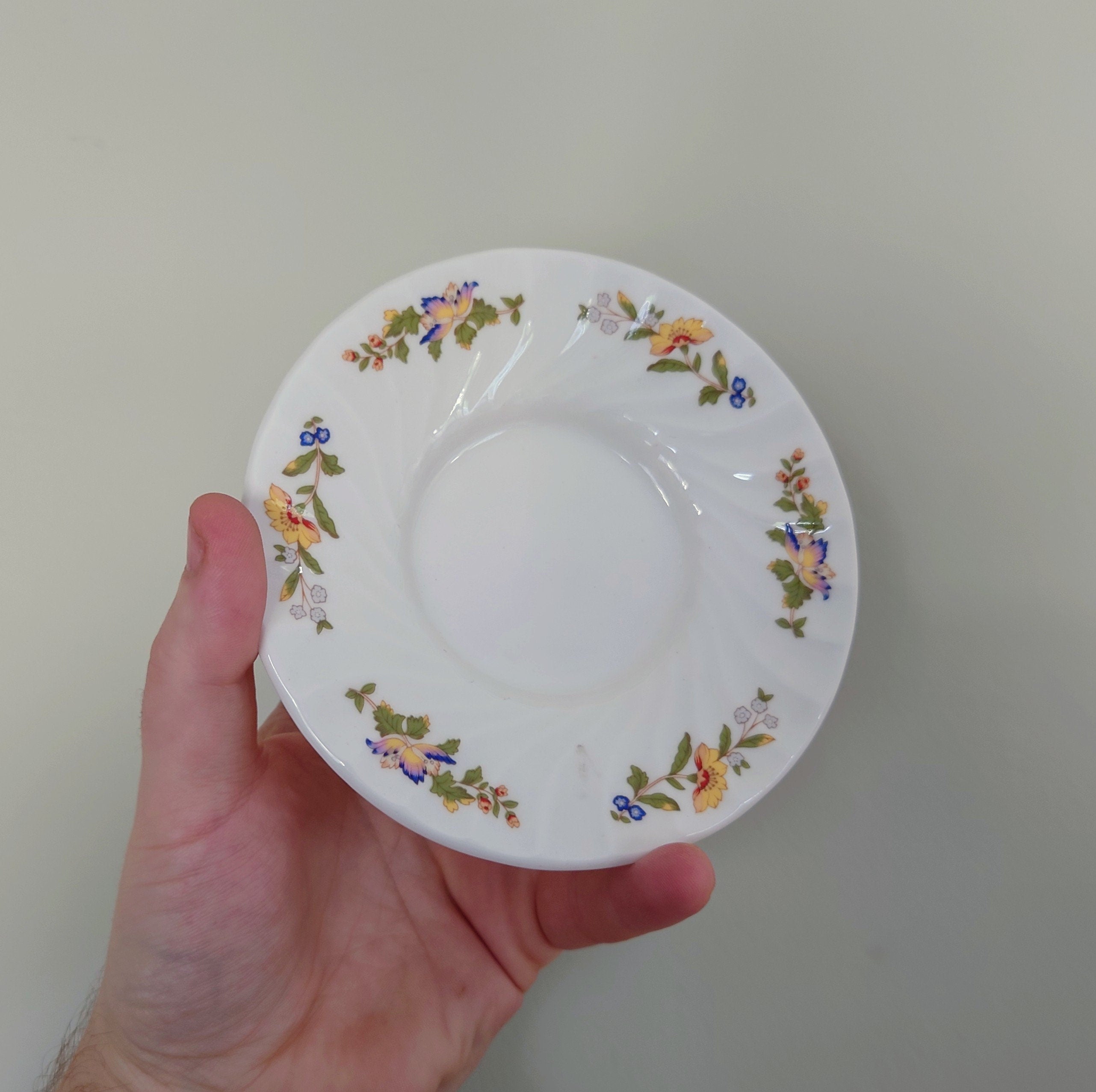 Aynsley Coffee Cup and Saucer Cottage Garden Porcelain  Fine Bone China Porcelain Made in England Cottage Garden Pattern Collectable Vintage