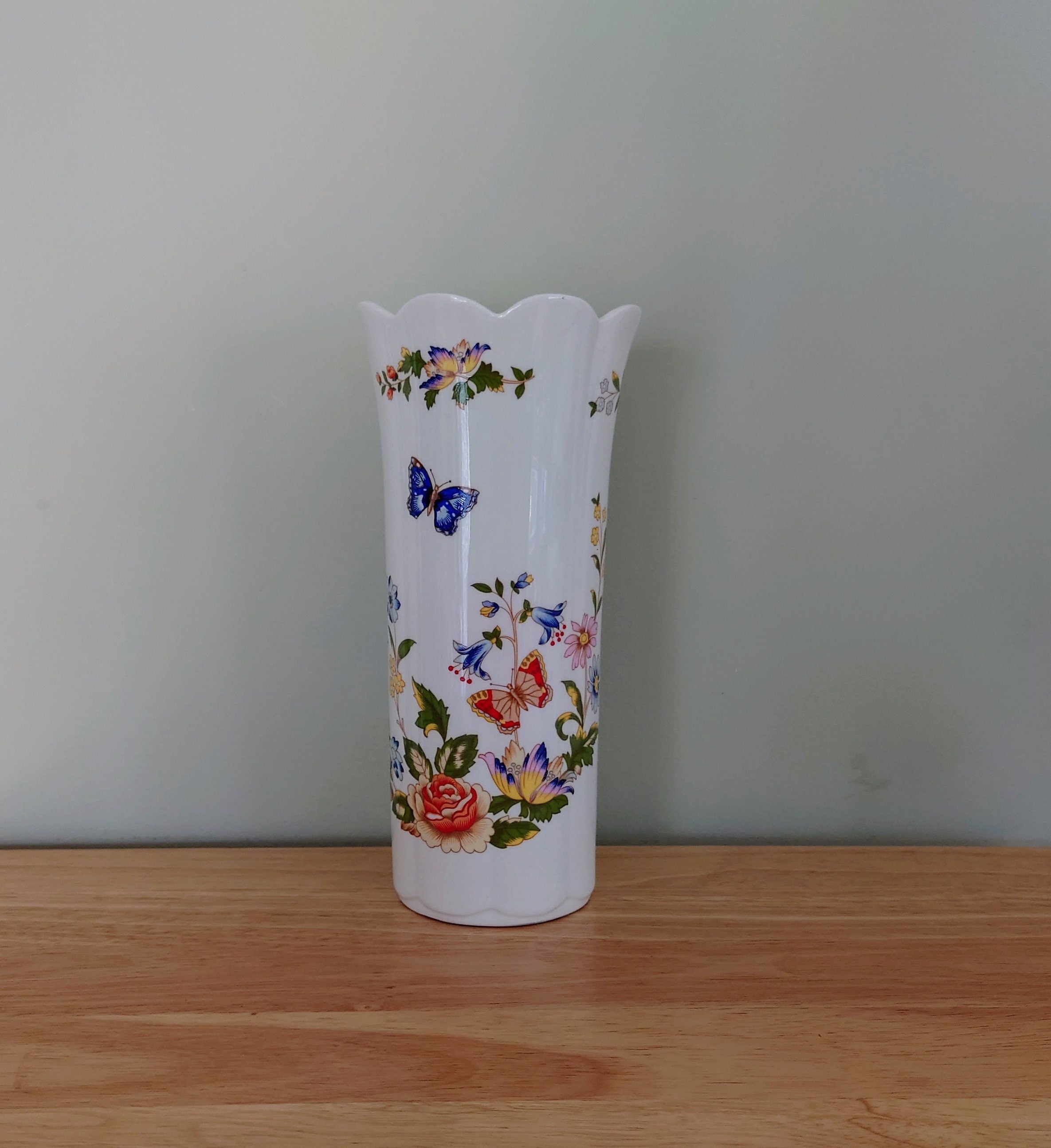 Vase 8" Mayfair Vase Cottage Garden Aynsley Fine Bone China Porcelain Made in England Cottage Garden Pattern Collectable Gift Vintage