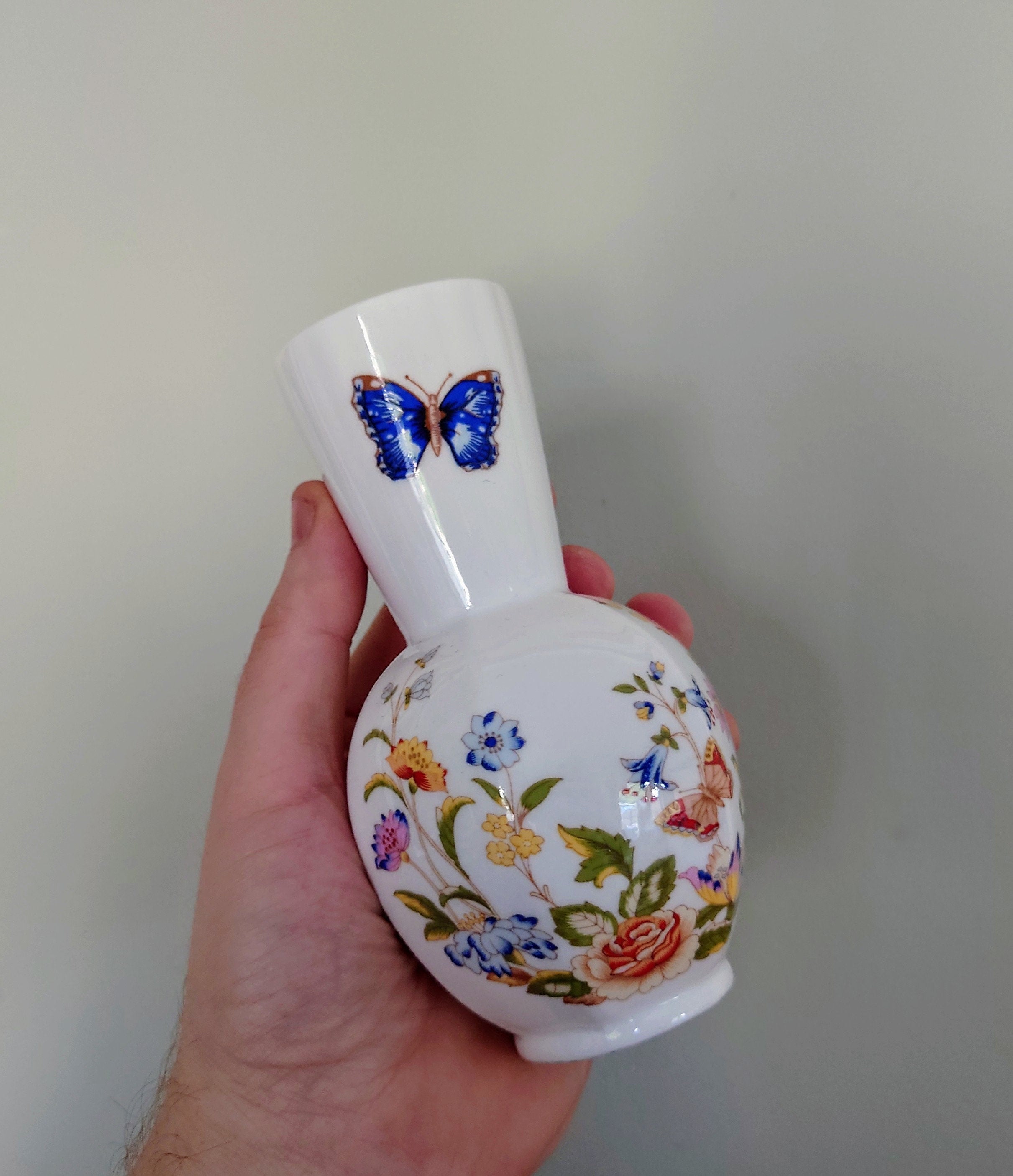 Cottage Garden Aynsley Bud Vase Small Porcelain Made in England Cottage Garden Pattern Collectable Vintage