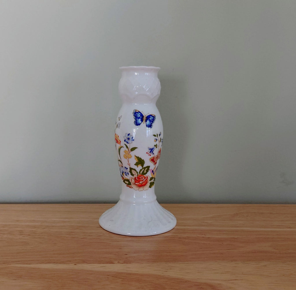 Candle Holder Cottage Garden Aynsley Porcelain Made in England Cottage Garden Pattern Collectable Vintage Candlestick holder