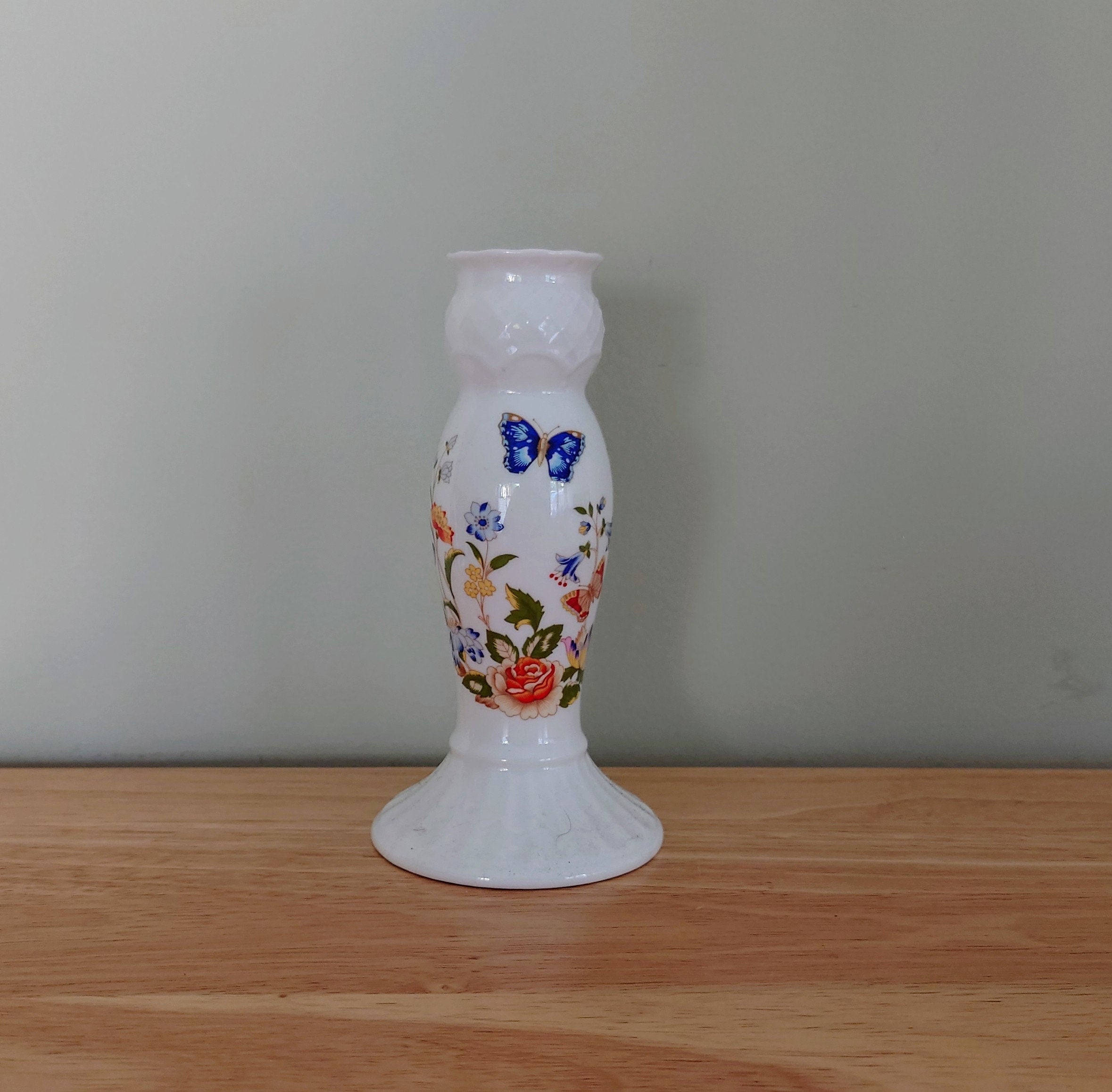 Candle Holder Cottage Garden Aynsley Porcelain Made in England Cottage Garden Pattern Collectable Vintage Candlestick holder