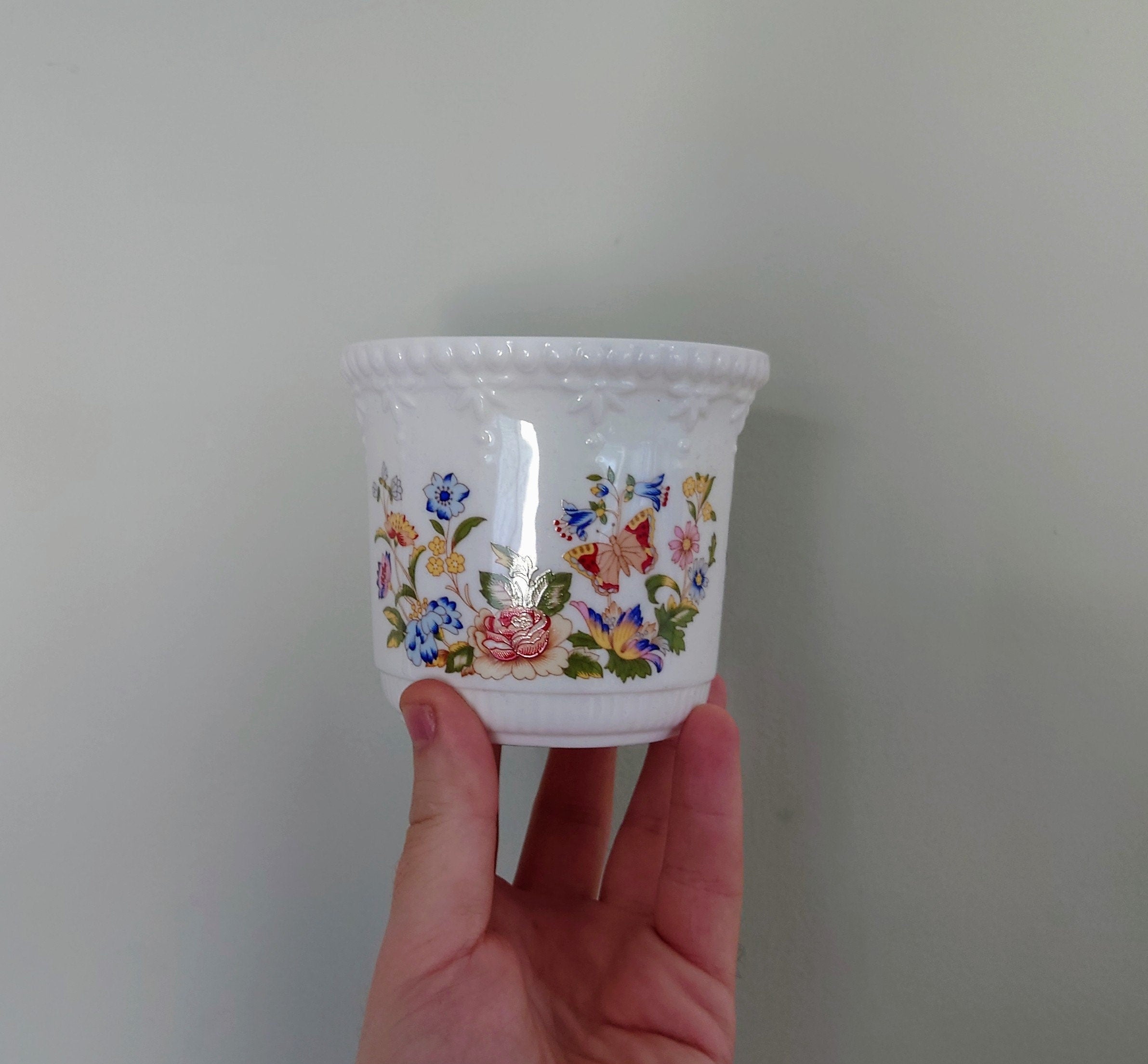 Plant Pot Cottage Garden Aynsley Planter Cottage Garden Porcelain Made in England Cottage Garden Pattern Collectable Vintage Aynsley Gift