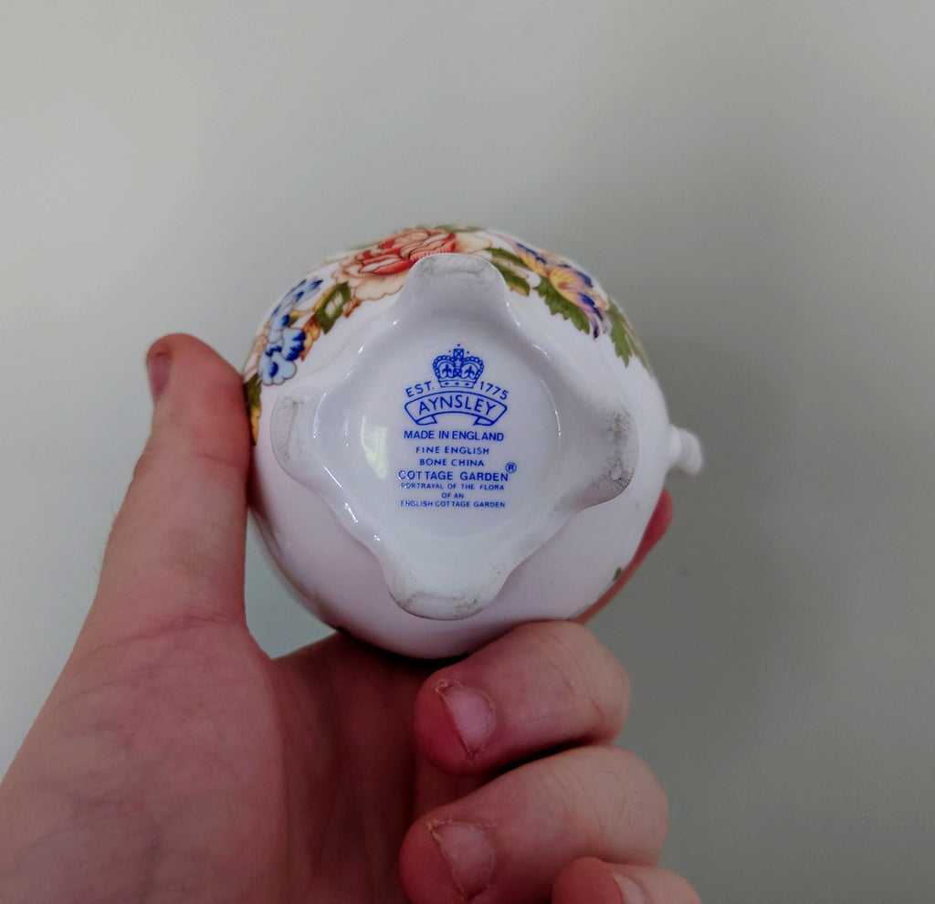 Aynsley Milk Jug Creamer Cottage Garden Fine Bone China Porcelain Made in England Country Cottage Pattern Collectable Vintage