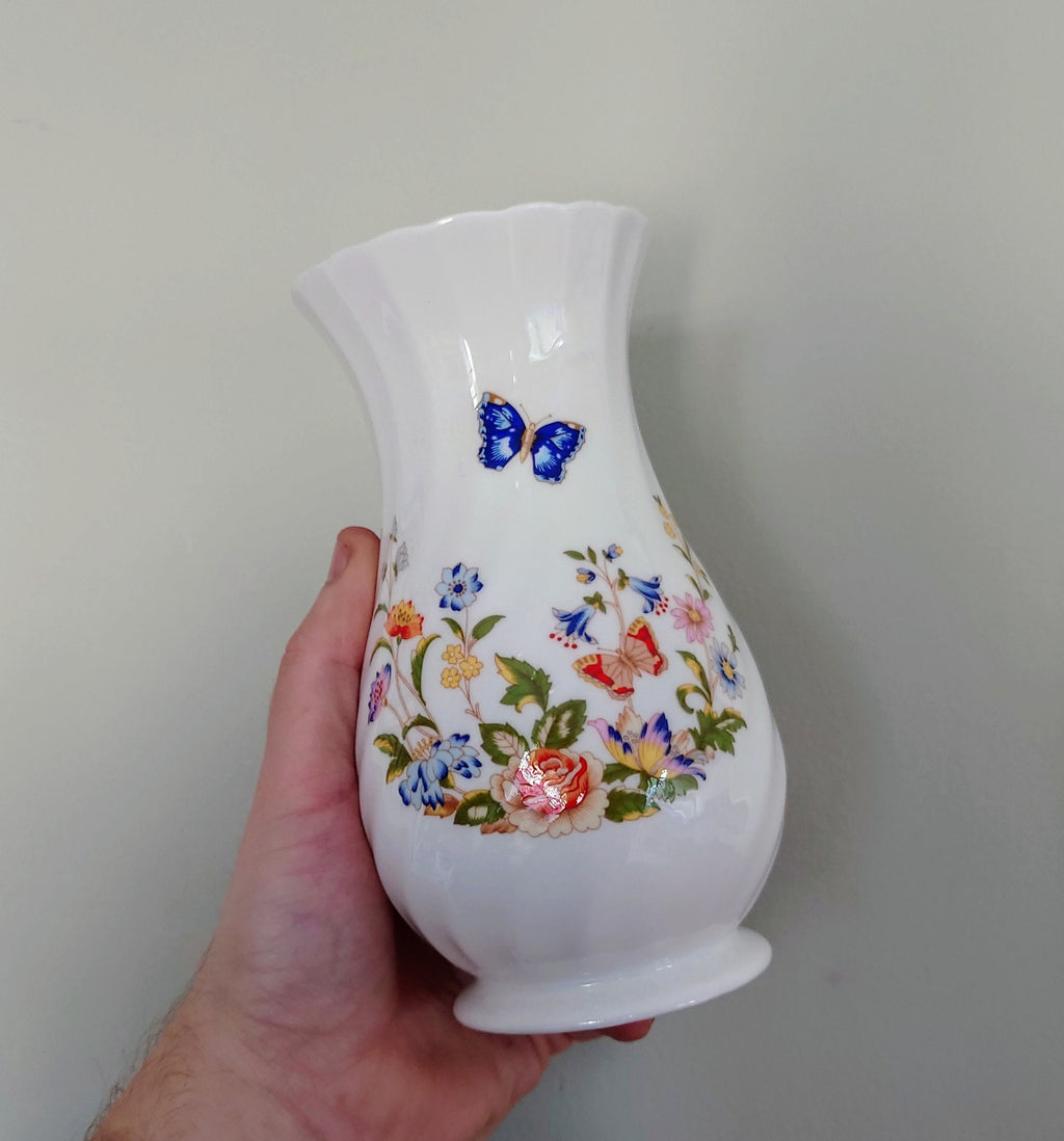 Aynsley Cascade Spiral Vase Cottage Garden Aynsley Fine Bone China Porcelain Made in England Cottage Garden Pattern Collectable Gift Vintage