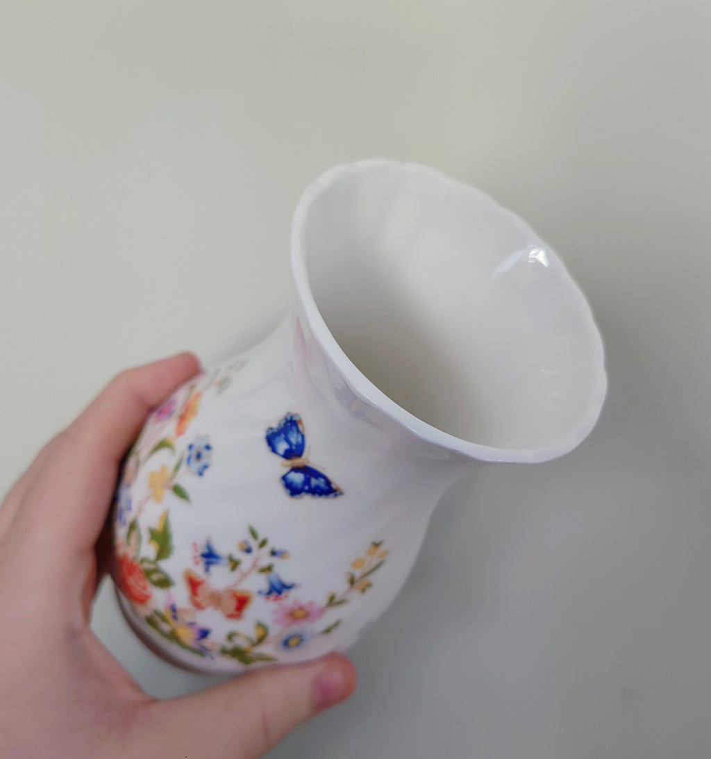 Aynsley Cascade Spiral Vase Cottage Garden Aynsley Fine Bone China Porcelain Made in England Cottage Garden Pattern Collectable Gift Vintage