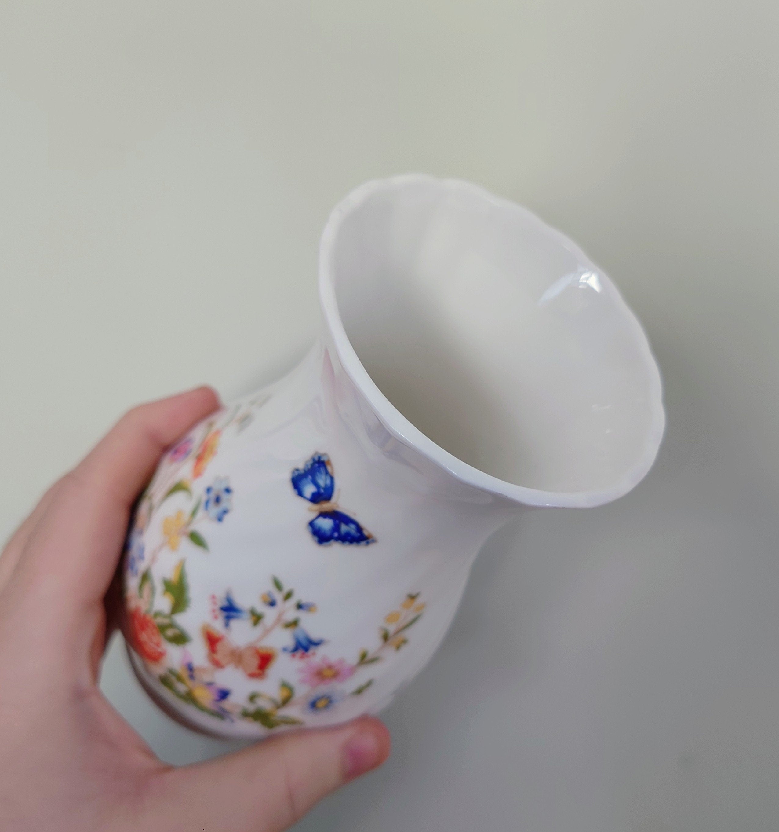Aynsley Cascade Spiral Vase Cottage Garden Aynsley Fine Bone China Porcelain Made in England Cottage Garden Pattern Collectable Gift Vintage