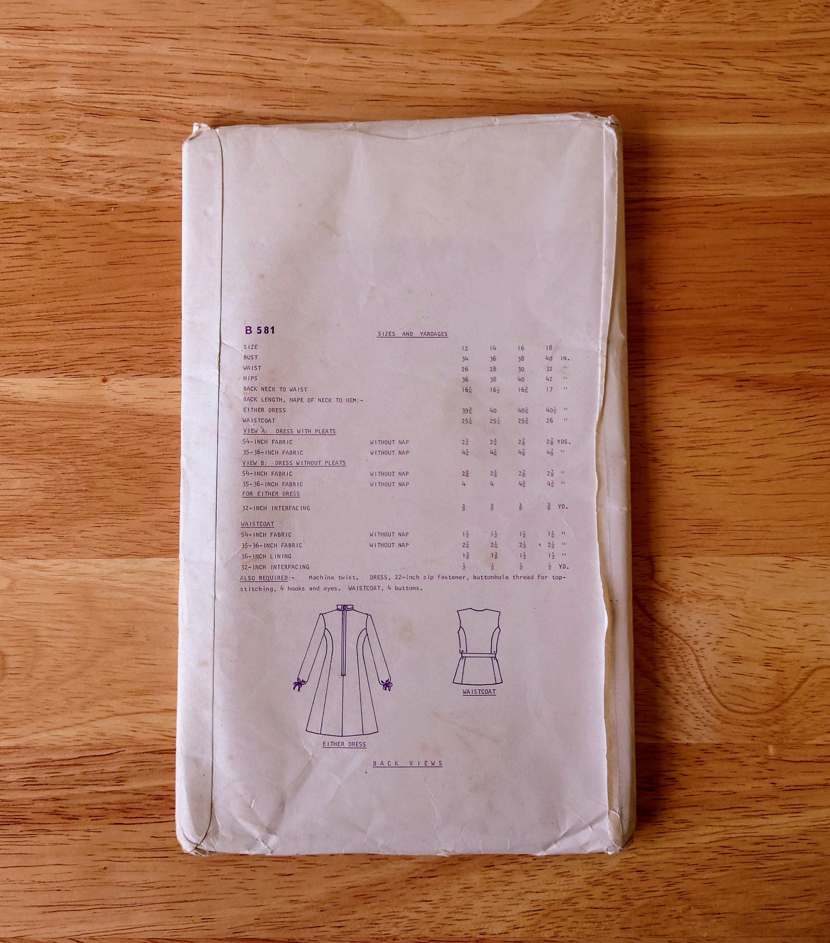 Vintage Dress Sewing Pattern Size 18 - 1960's Original Woman's Clothes Patterns  Mid Century  Sewing Pattern Knitting Design Pattern Print