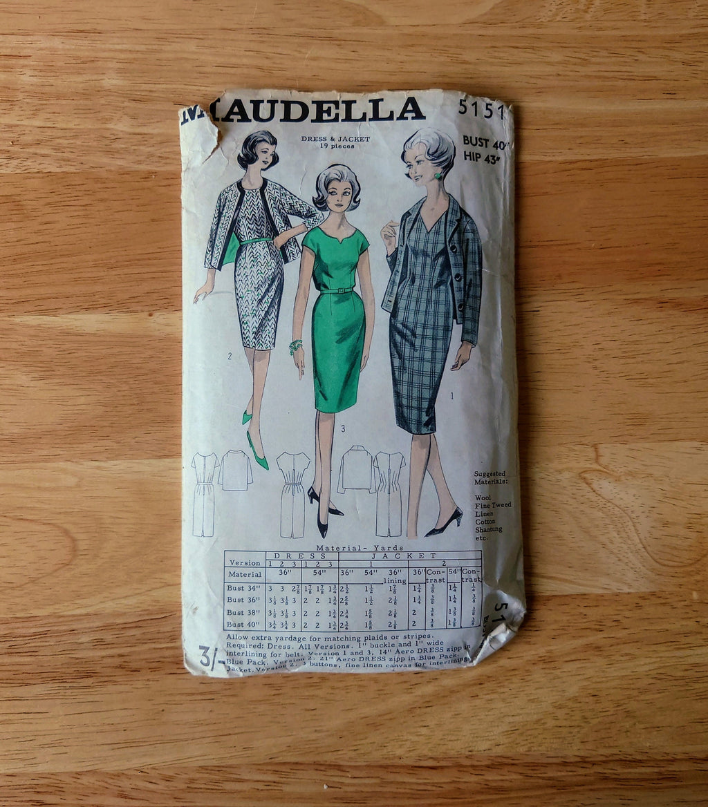 Vintage Dress and jacket Sewing Pattern 1960's Original Woman's Clothes Patterns Mid Century Sewing Pattern Knitting Design Pattern Print