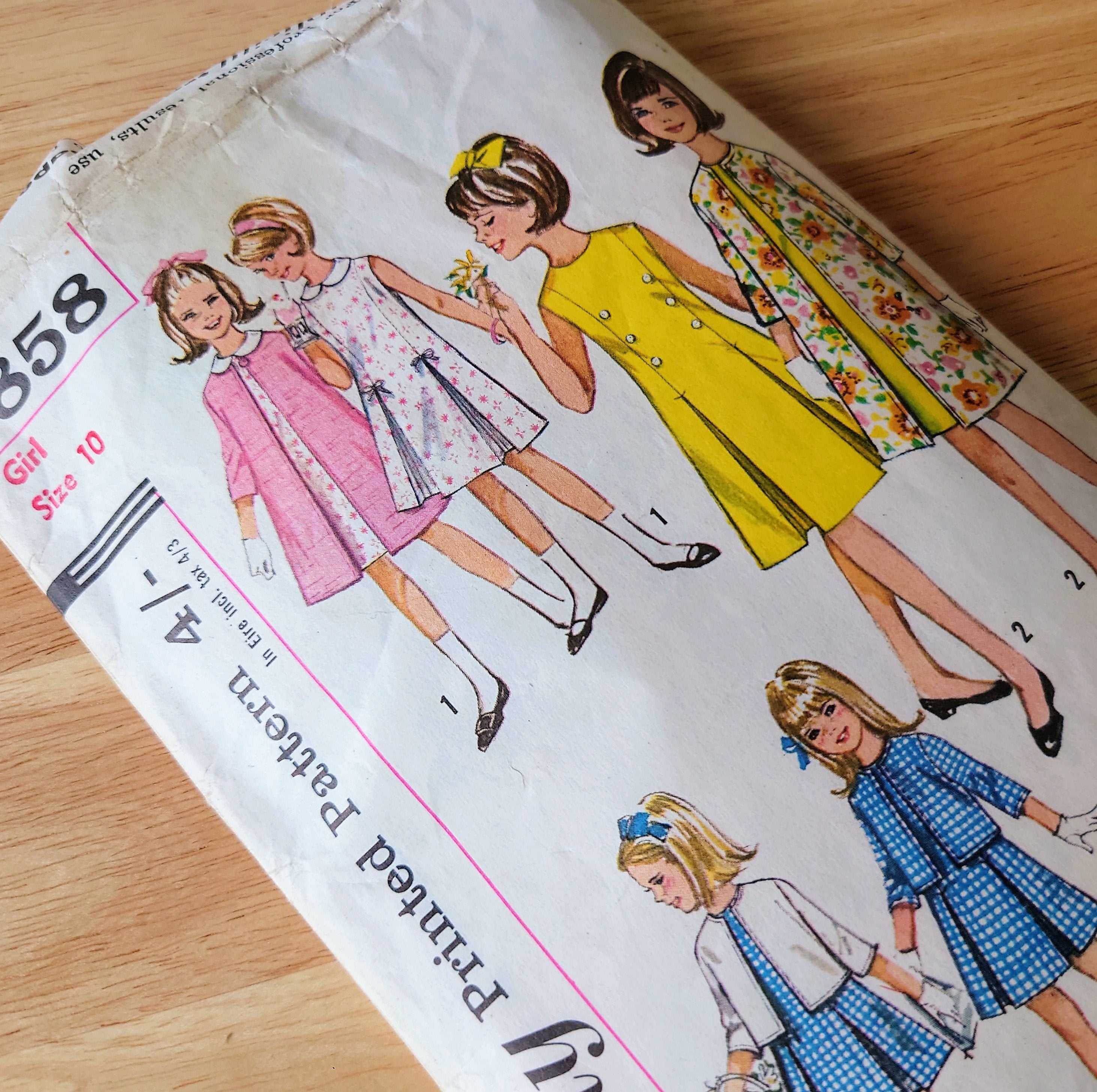 Vintage Children Dress Sewing Pattern Size 10 Original Woman's Clothes Patterns  Mid Century  Sewing Pattern Knitting Design Pattern Print