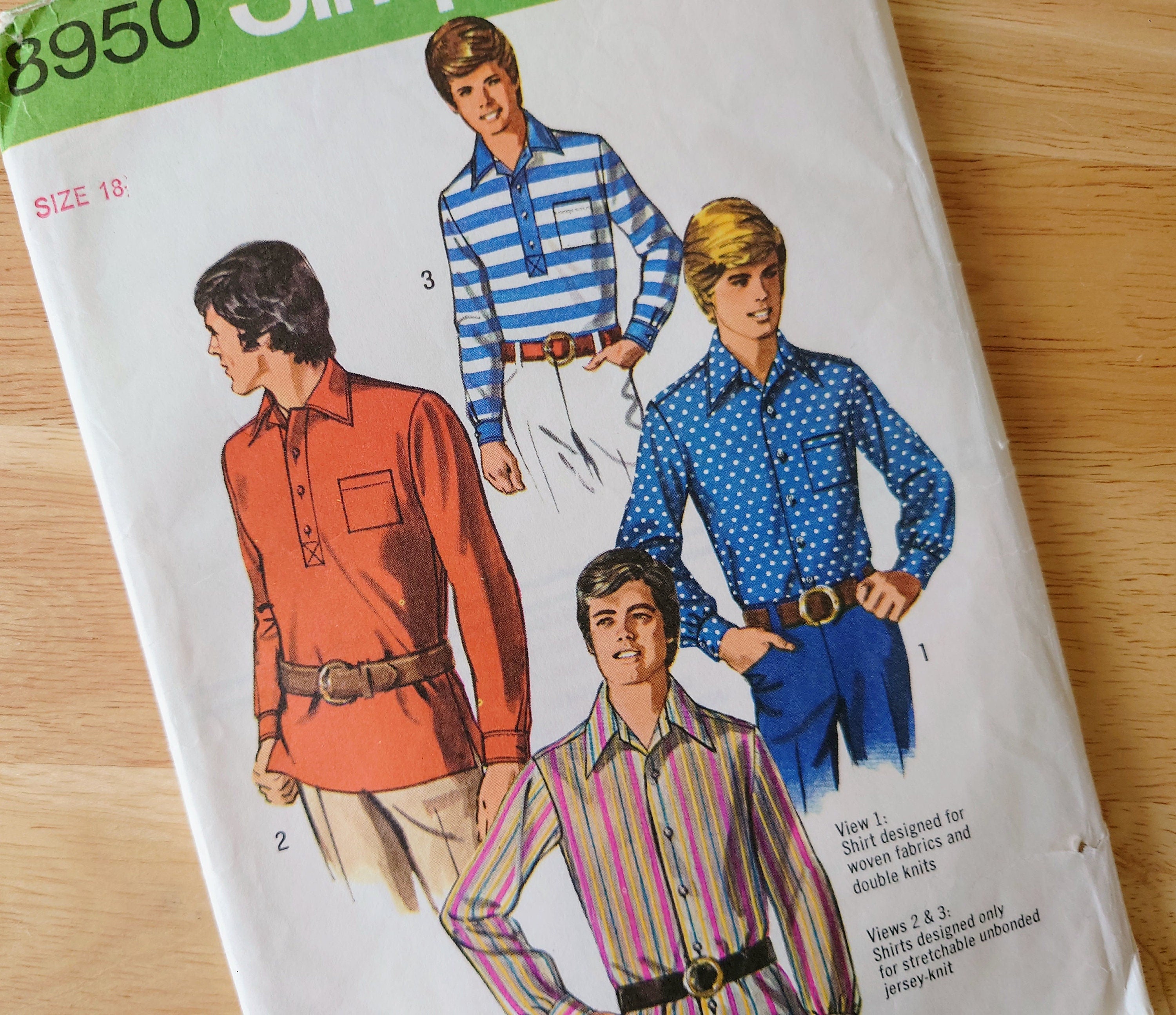 Vintage Men's Sewing Pattern Size 16 1970's Original Men's Clothes Patterns Mid Century Sewing Pattern Knitting Design Pattern Print