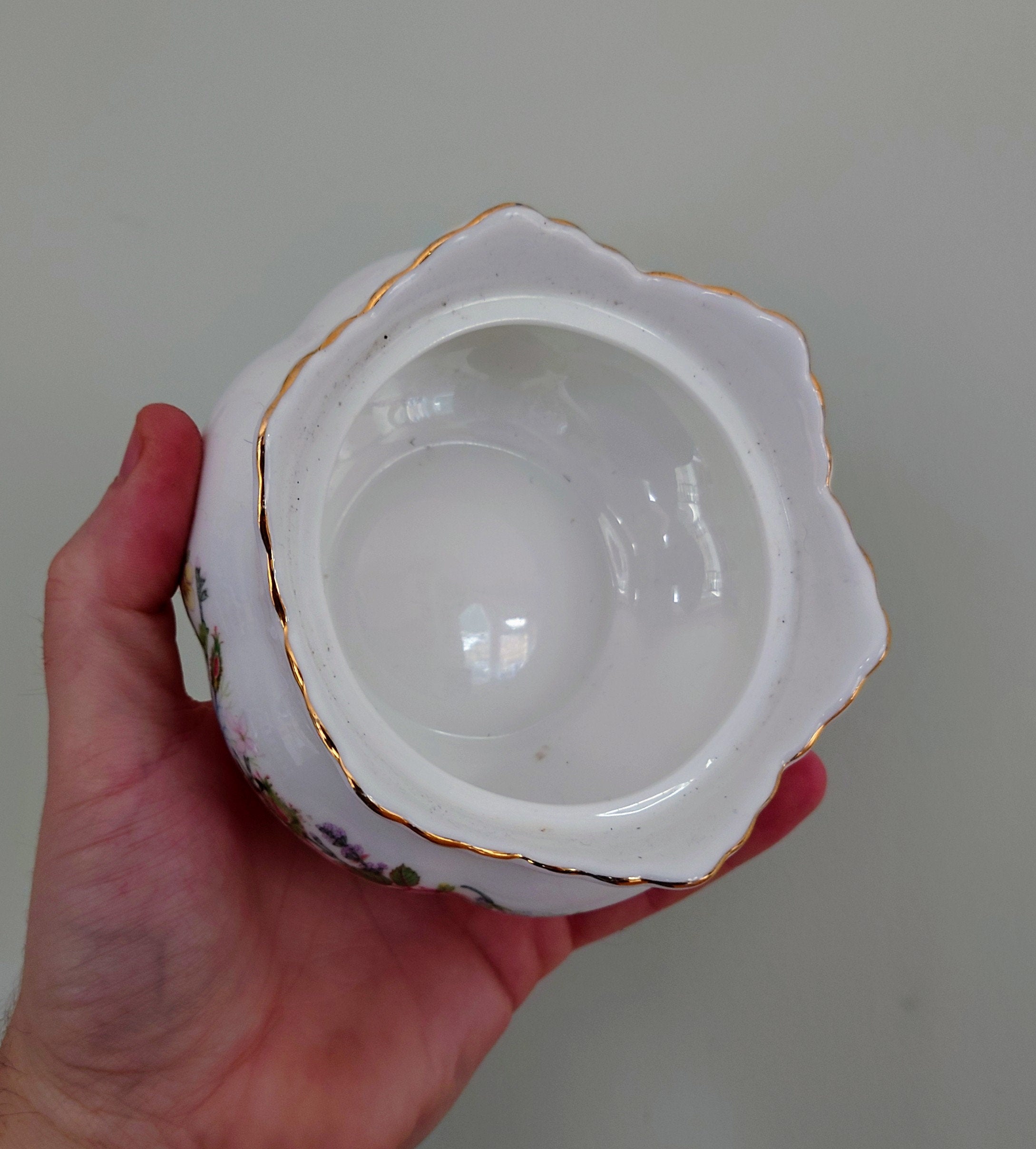 Aynsley Lidded Jar Trinket Box Wild Tudor Fine Bone China Porcelain Made in England Wild Tudor Pattern Collectable Vintage