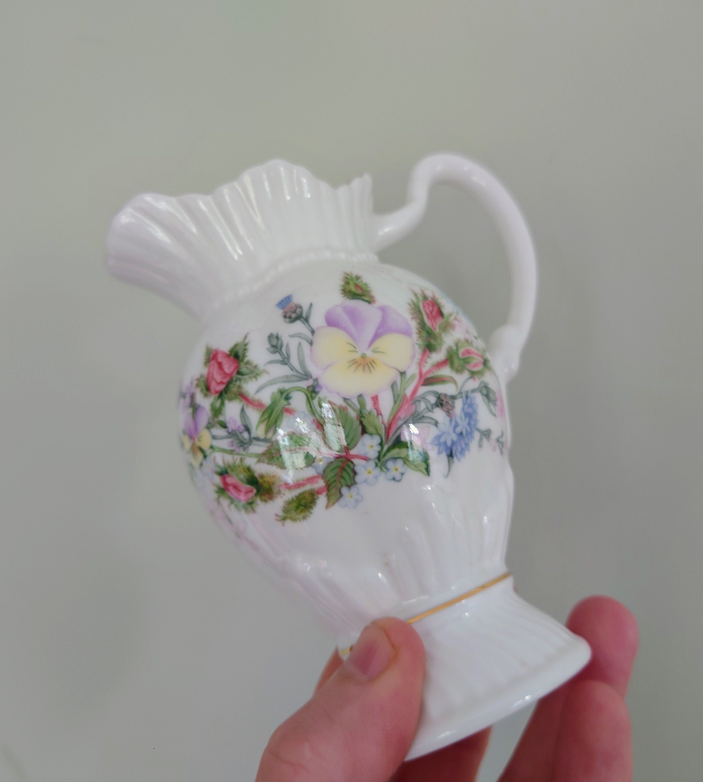 Aynsley 12 Oz  4'' Georgian Jug Wild Tudor Fine Bone China Porcelain Made in England Wild Tudor Pattern Collectable Vintage Jug Décor