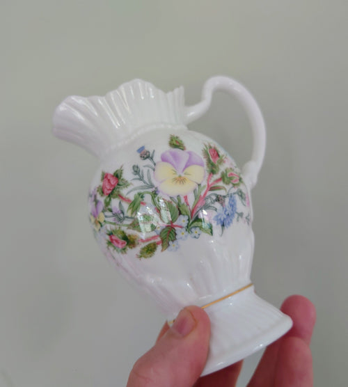 Aynsley 12 Oz  4'' Georgian Jug Wild Tudor Fine Bone China Porcelain Made in England Wild Tudor Pattern Collectable Vintage Jug Décor