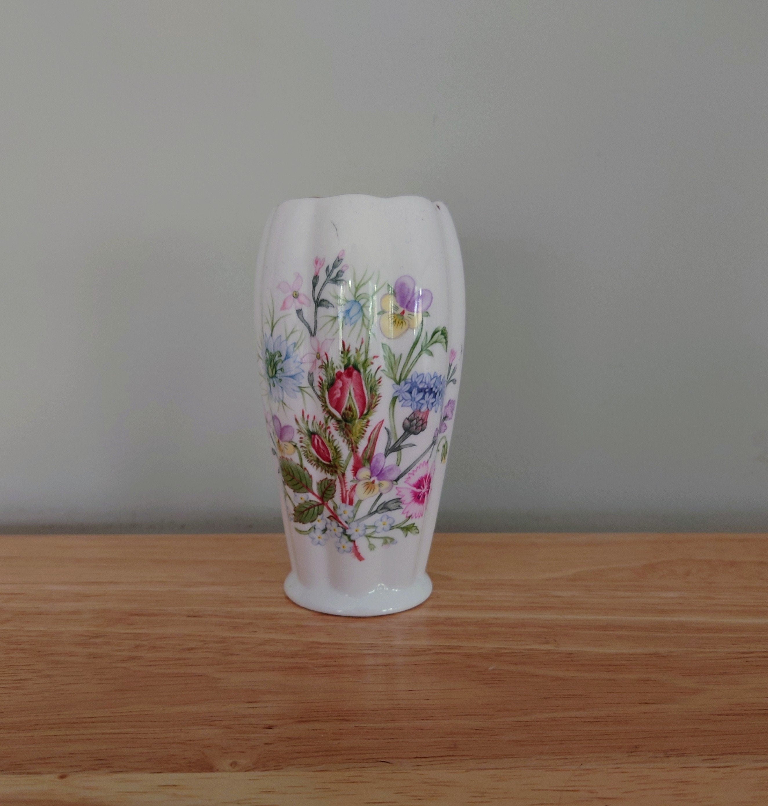 Wild Tudor Aynsley 6" Deco Vase Porcelain Made in England Wild Tudor Pattern Collectable Vintage Fine Porcelain Ceramic Floral Vase