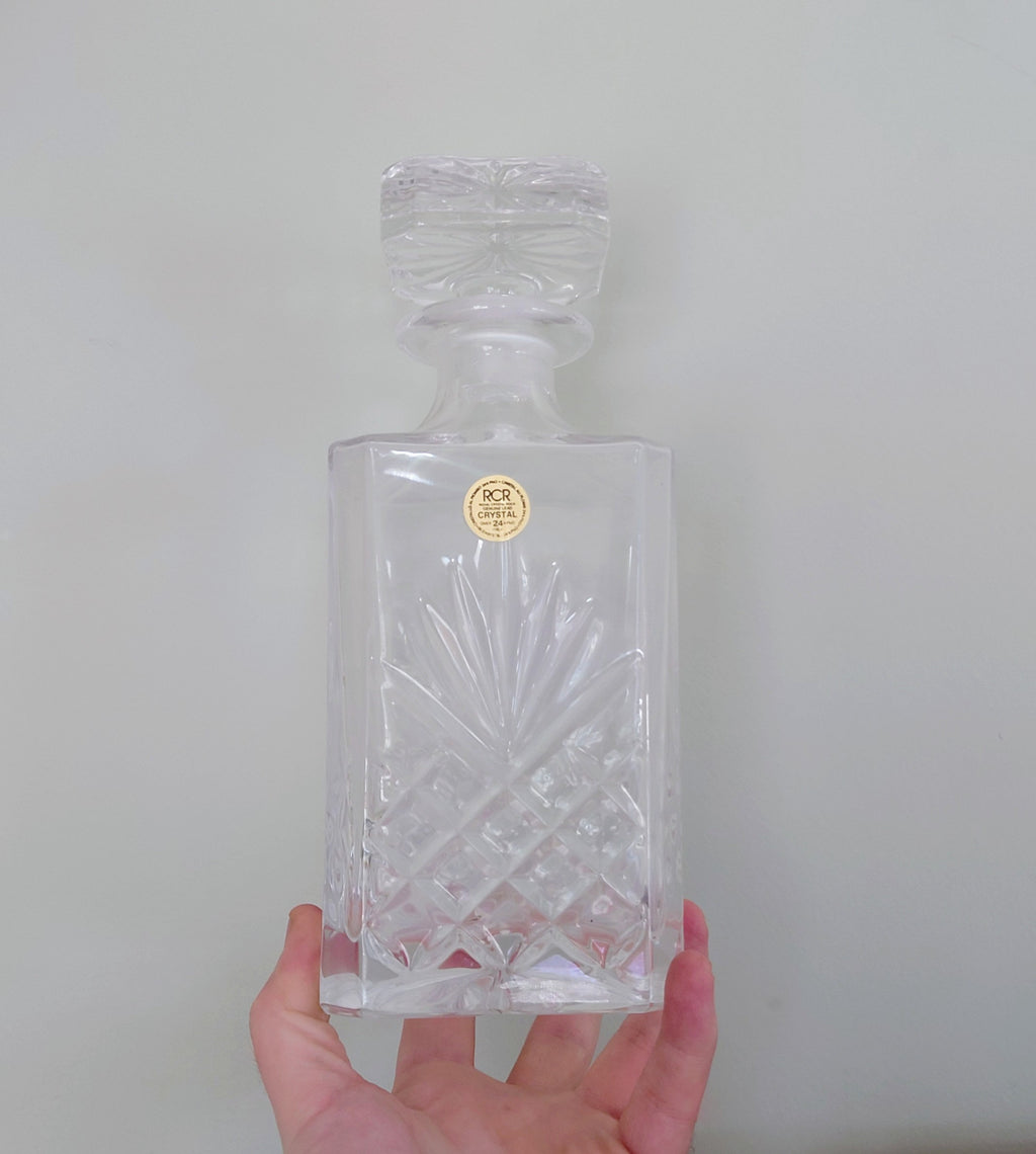 Vintage 1970's Boxed Moulded Glass Decanter Set Retro Drinkware Whisky Decanter with Glasses Gala Service Diamant