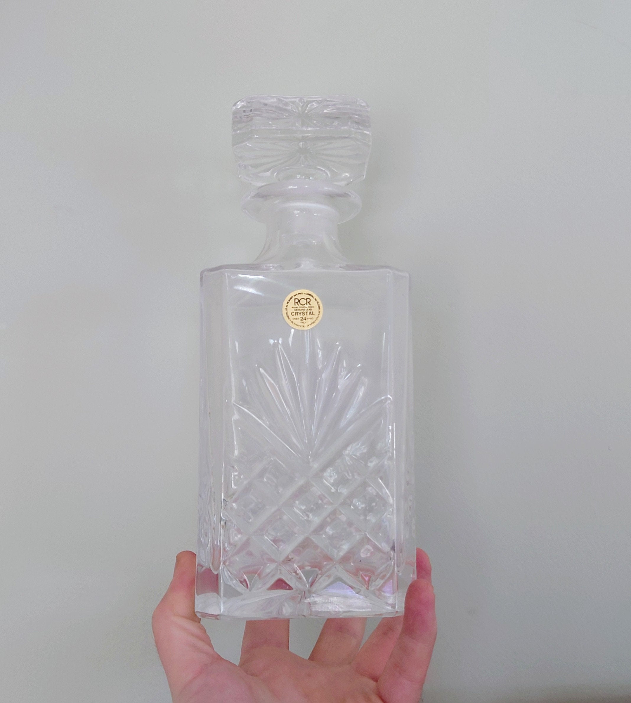 Vintage 1970's Boxed Moulded Glass Decanter Set Retro Drinkware Whisky Decanter with Glasses Gala Service Diamant