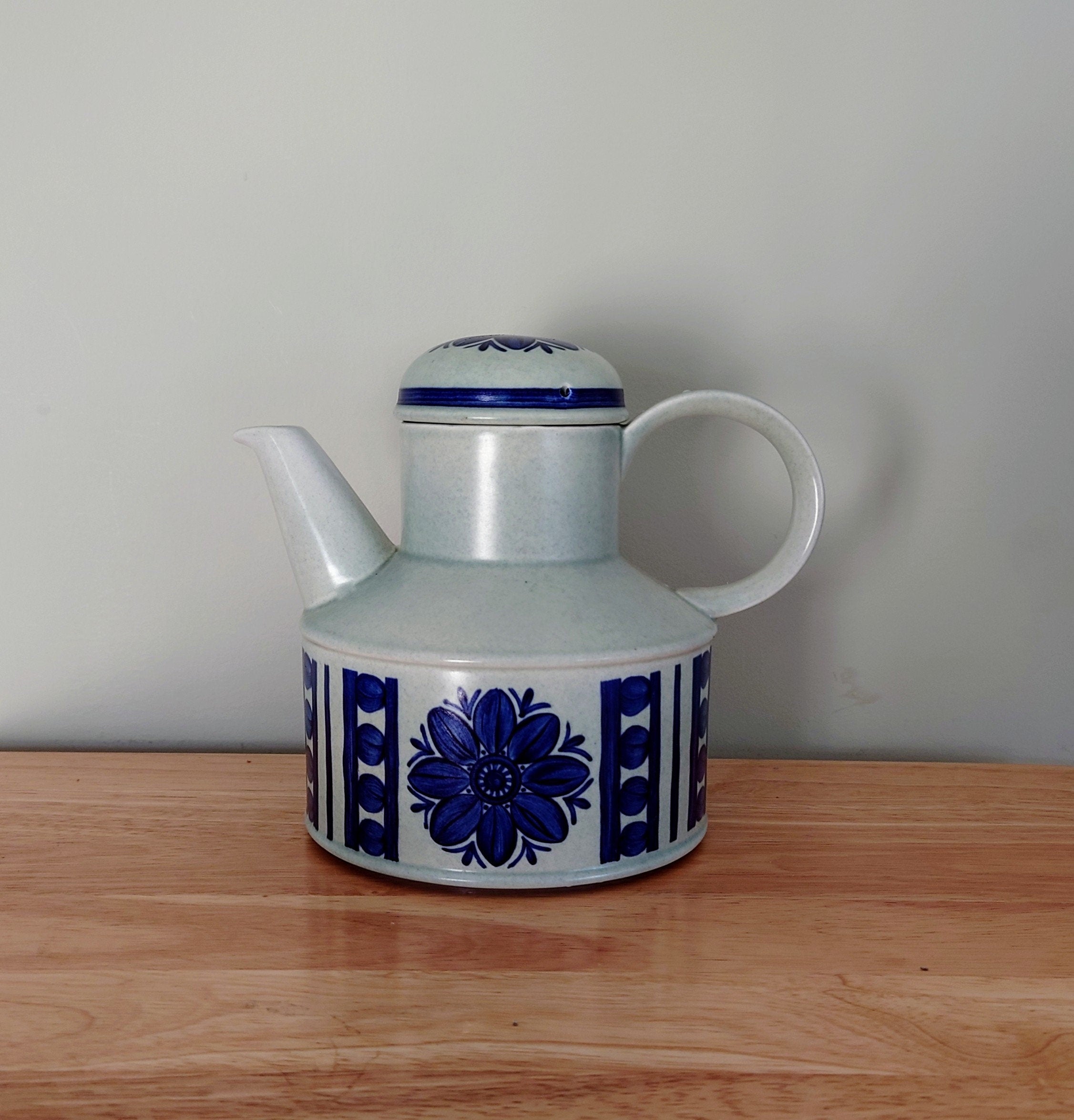 Vintage Coffee Pot Blue and Grey pottery blue Coffee Pot Made in England Retro 70S Mid Century Afternoon Tea Staffordshire