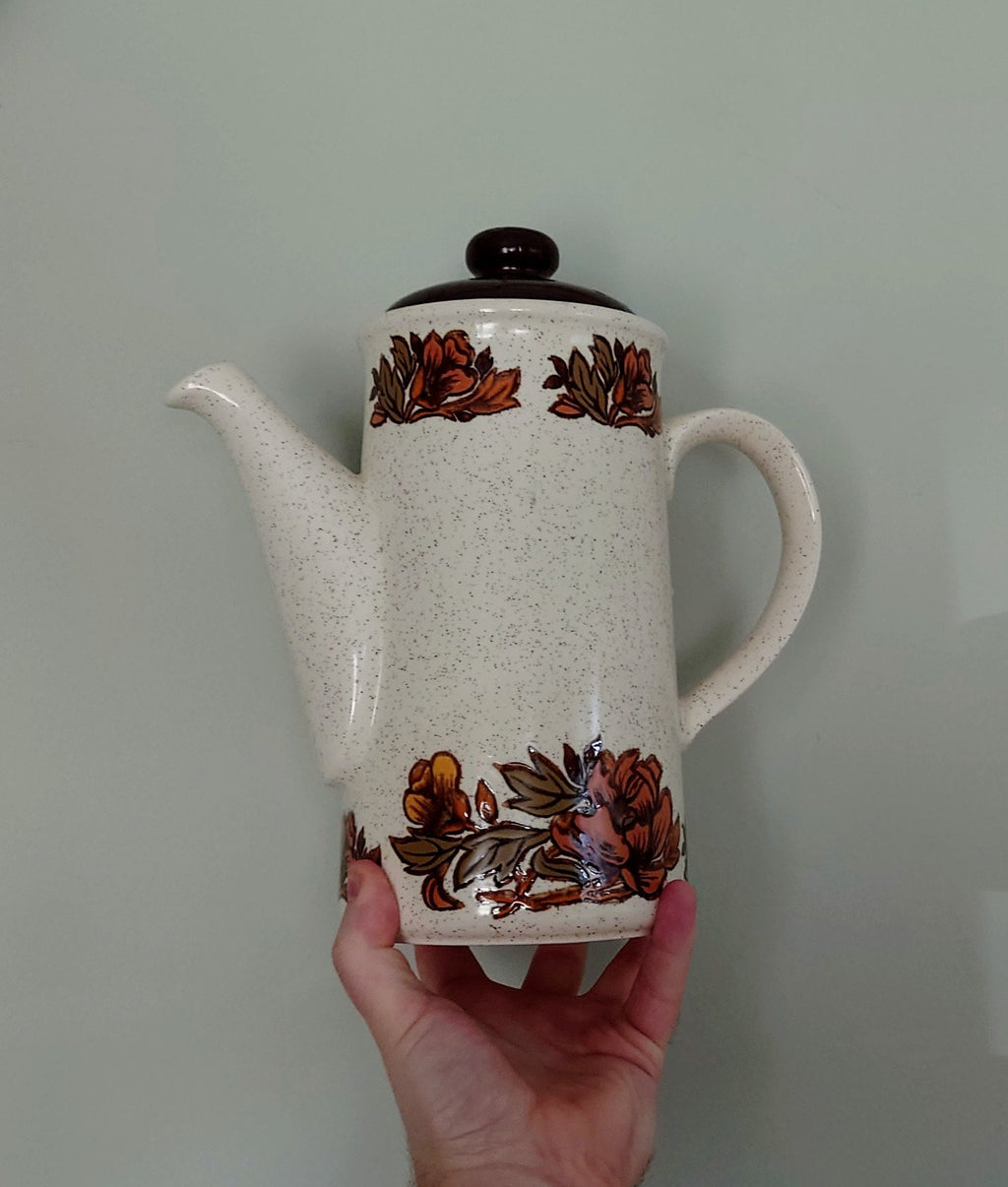 Vintage Teapot Retro Brown 1970's Ceramic Coffeepot Brown 1970's Retro Earthenware