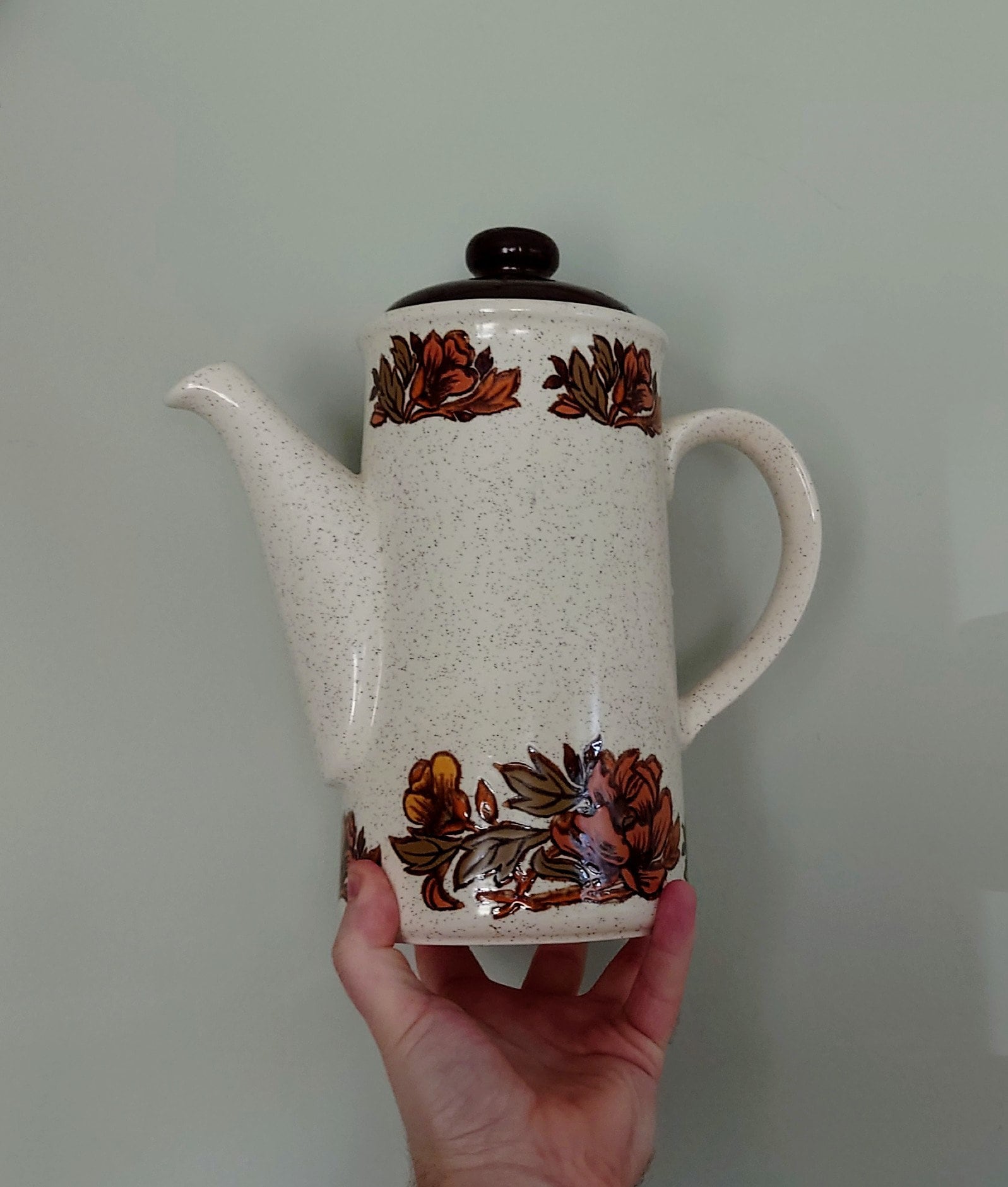 Vintage Teapot Retro Brown 1970's Ceramic Coffeepot Brown 1970's Retro Earthenware