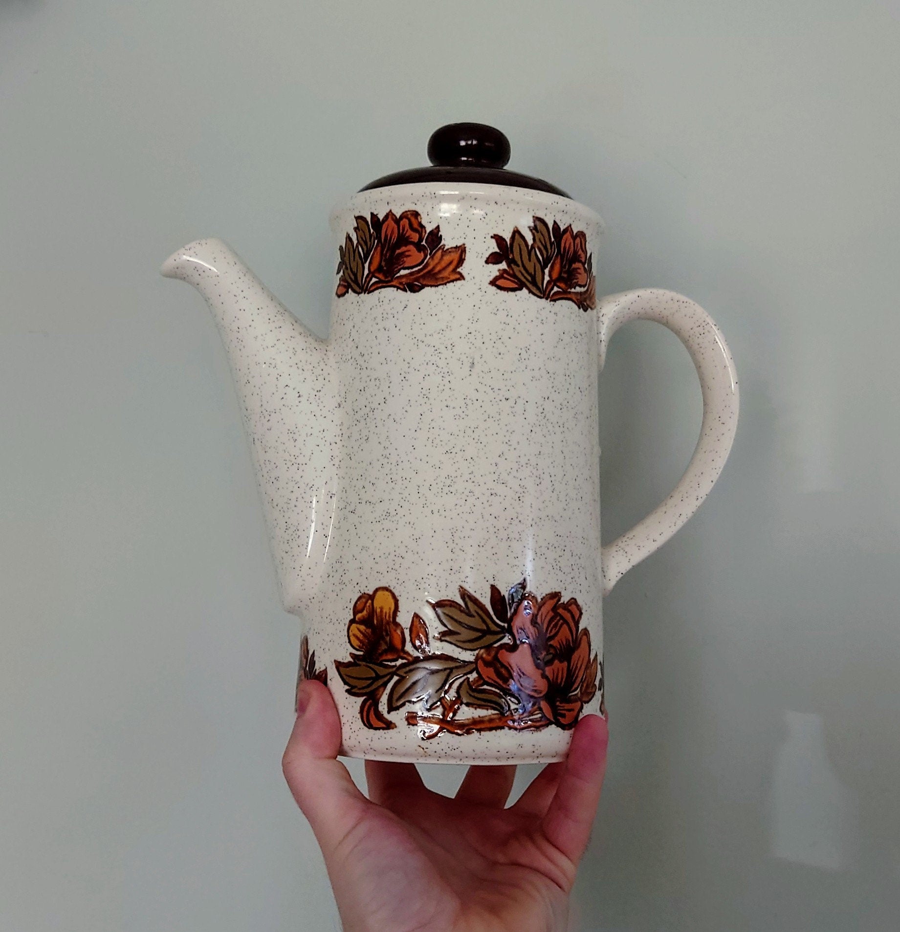 Vintage Teapot Retro Brown 1970's Ceramic Coffeepot Brown 1970's Retro Earthenware
