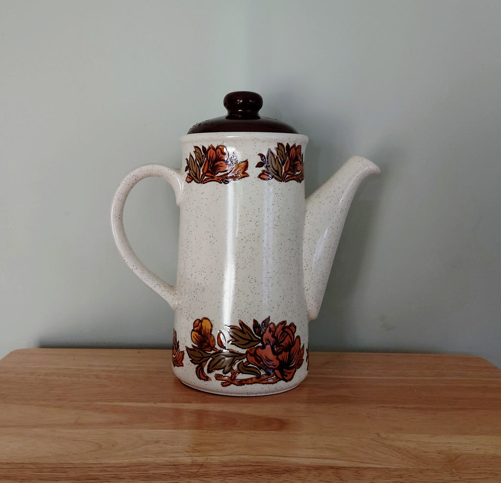 Vintage Teapot Retro Brown 1970's Ceramic Coffeepot Brown 1970's Retro Earthenware