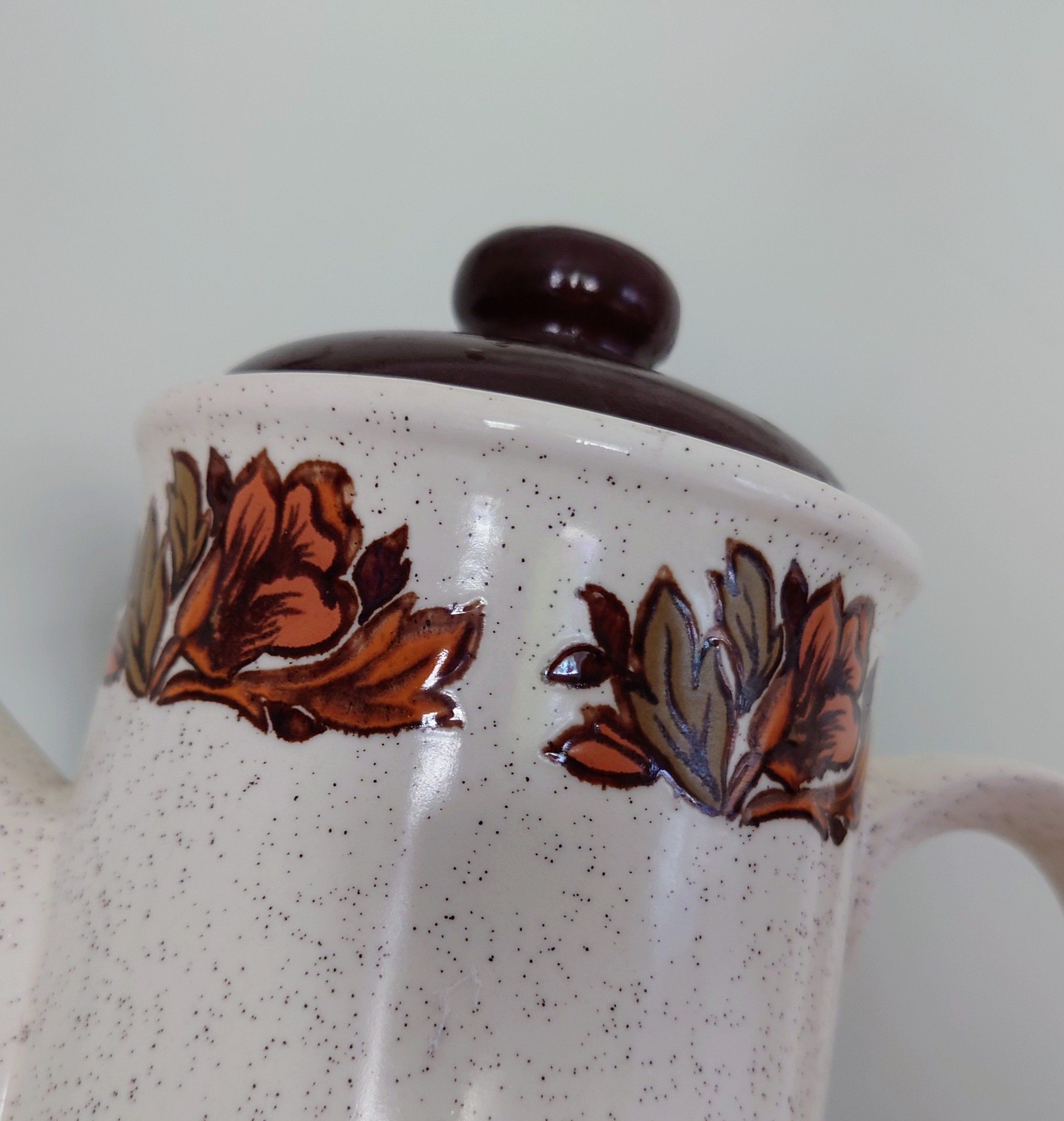 Vintage Teapot Retro Brown 1970's Ceramic Coffeepot Brown 1970's Retro Earthenware